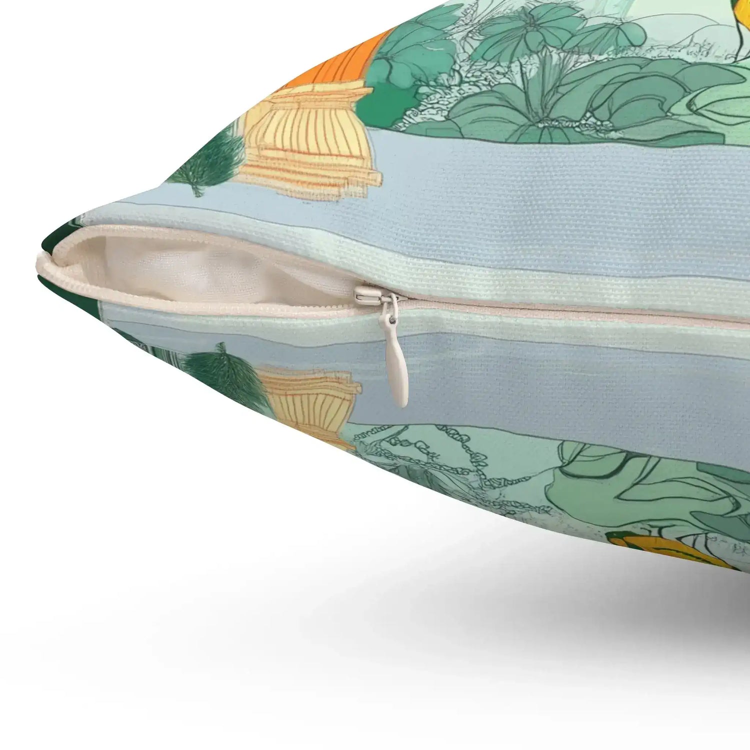 Mughal Garden Vista Throw Pillow