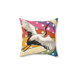 Vintage Crane Flight Throw Pillow