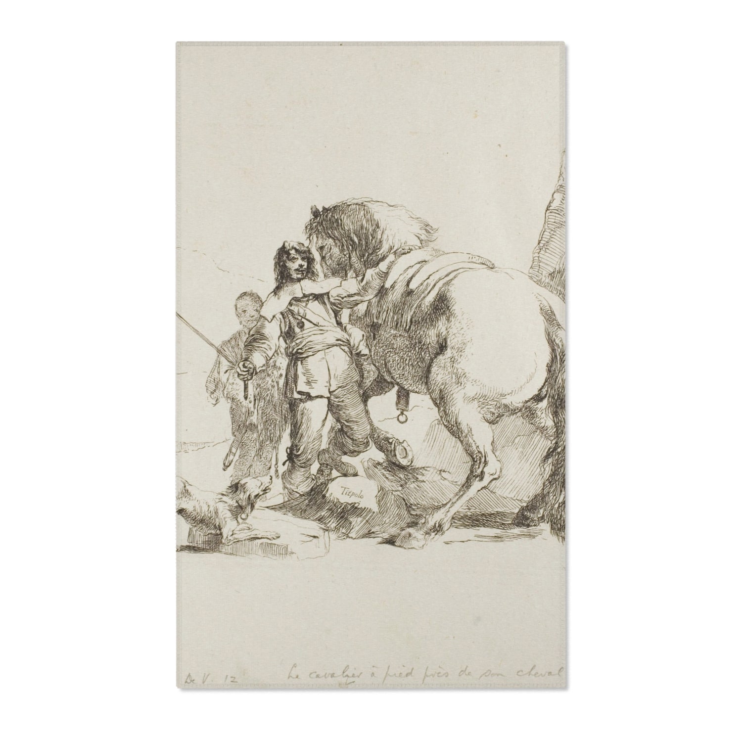 The Rider Standing by His Horse - Giovanni Battista Tiepolo Area Rug