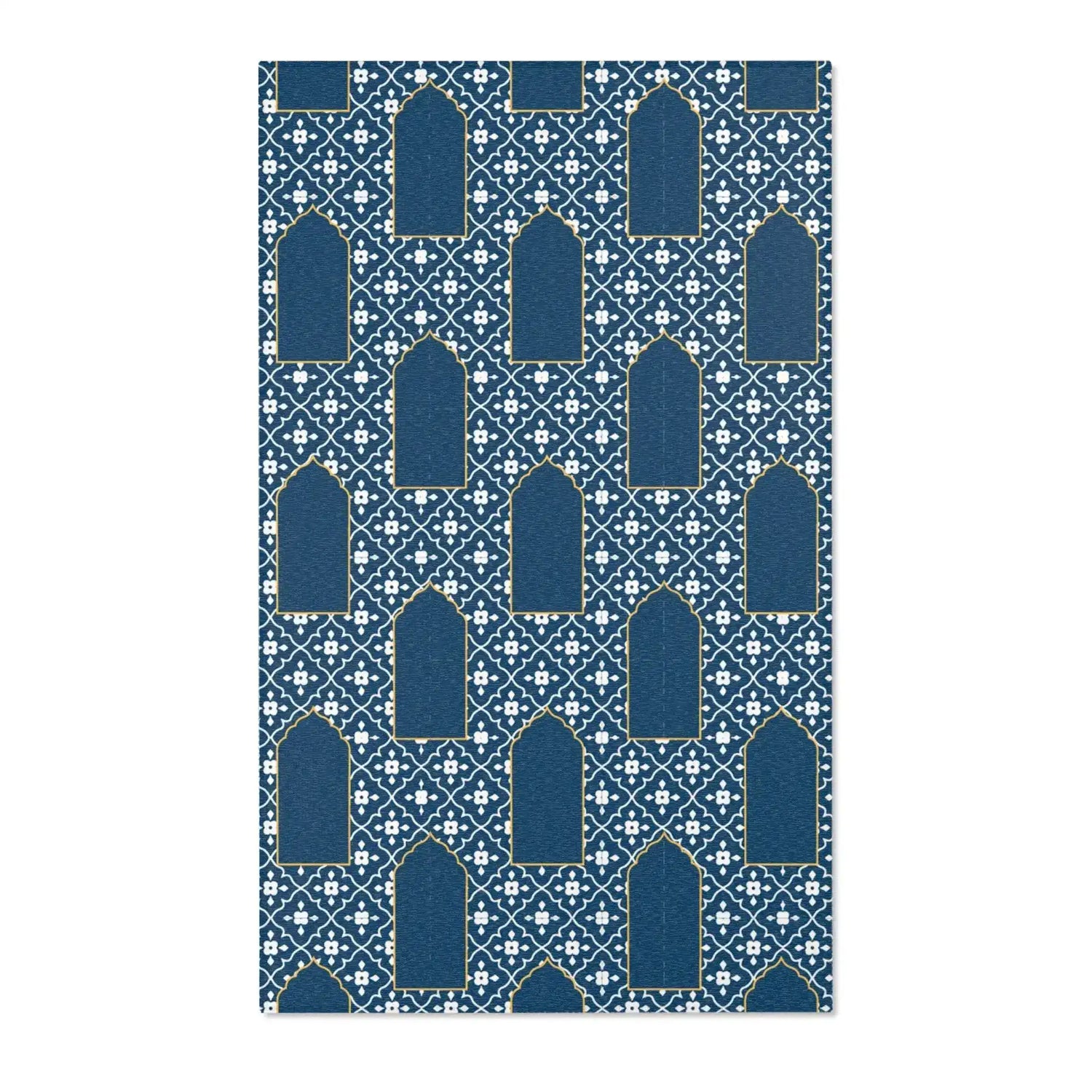 Royal Blue Arch Motif Accent Rug