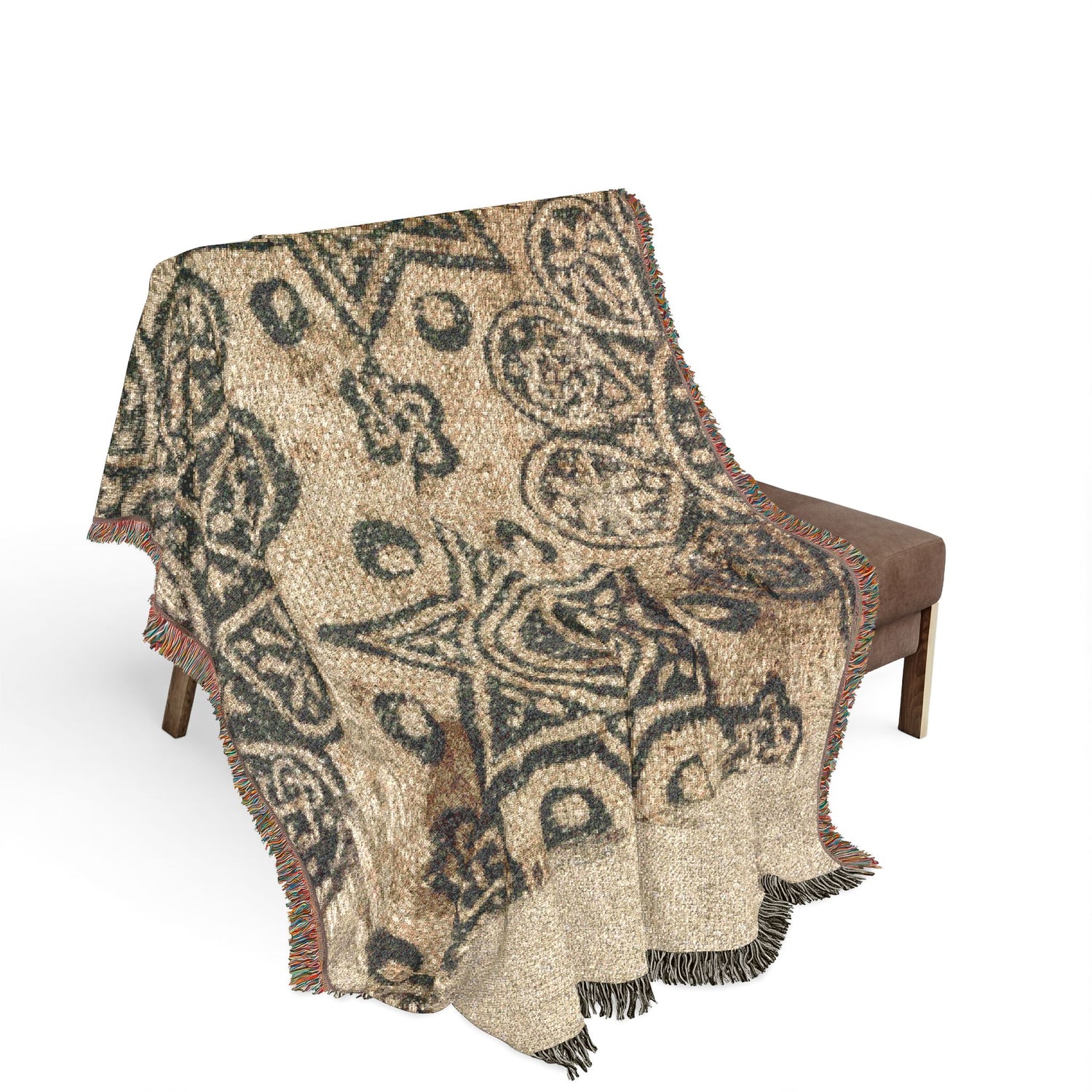 Fragment of a Woodblock Print on Linen Woven Throw Blanket