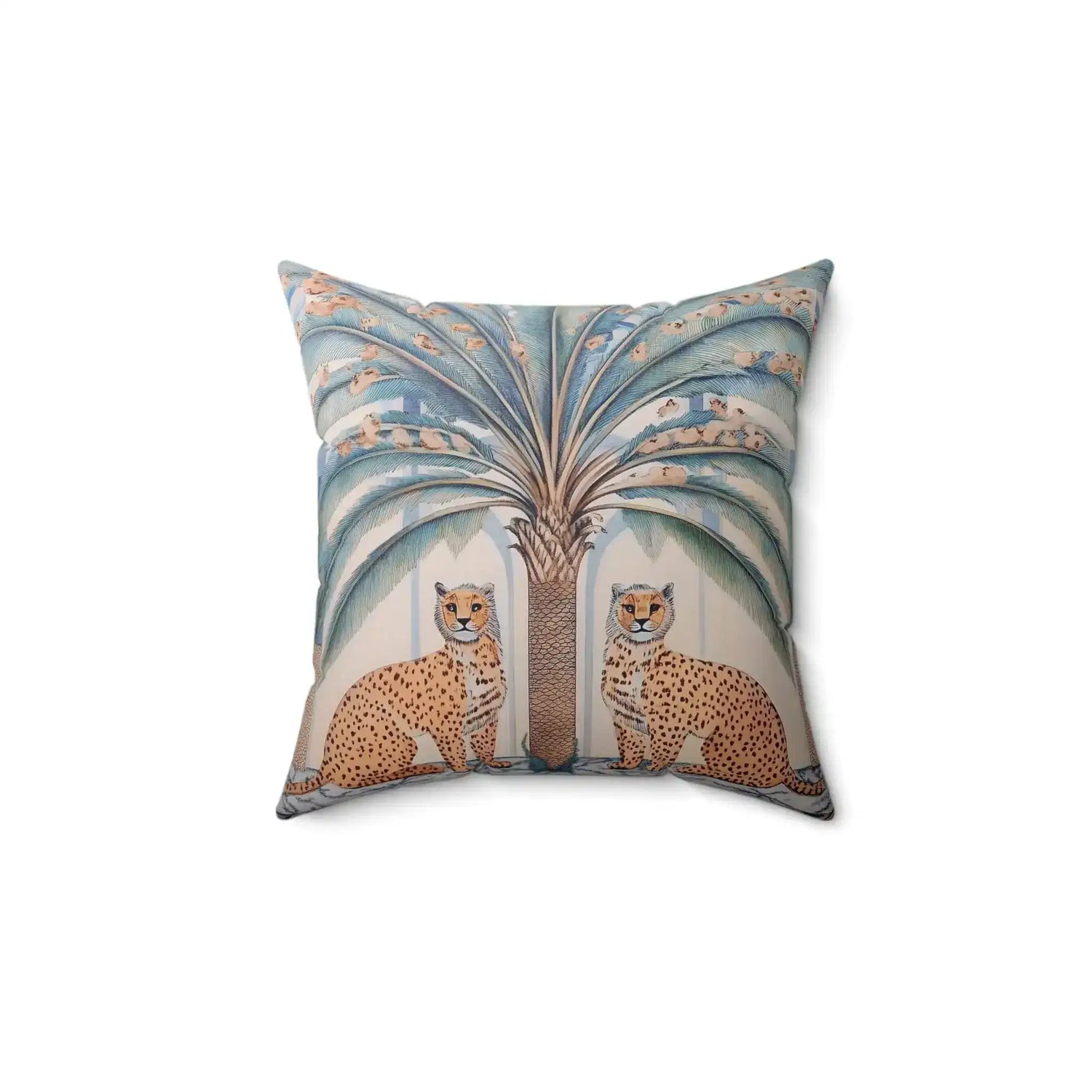 Cheetah and Palm Tropical Throw Pillow