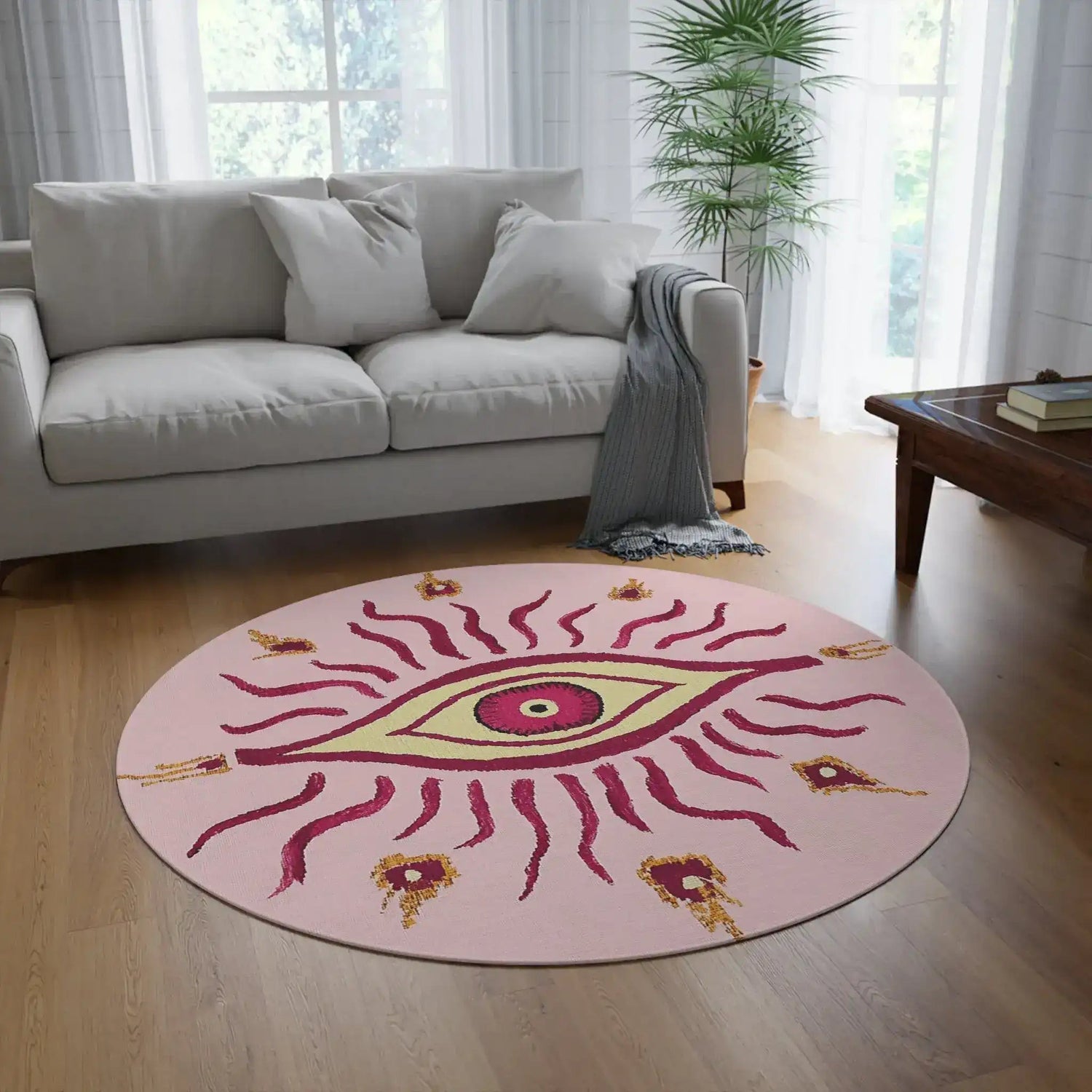 Mystic Eye Pink Round Rug