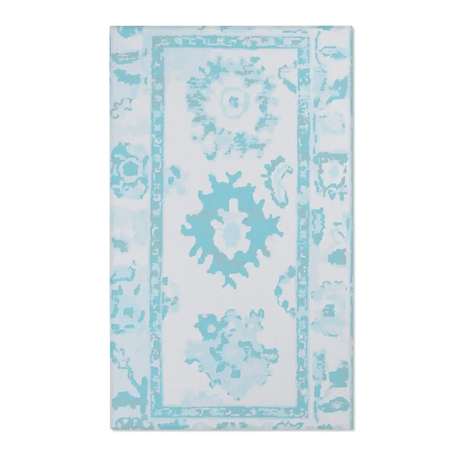 Icy Blue Medallion Distressed Accent Rug