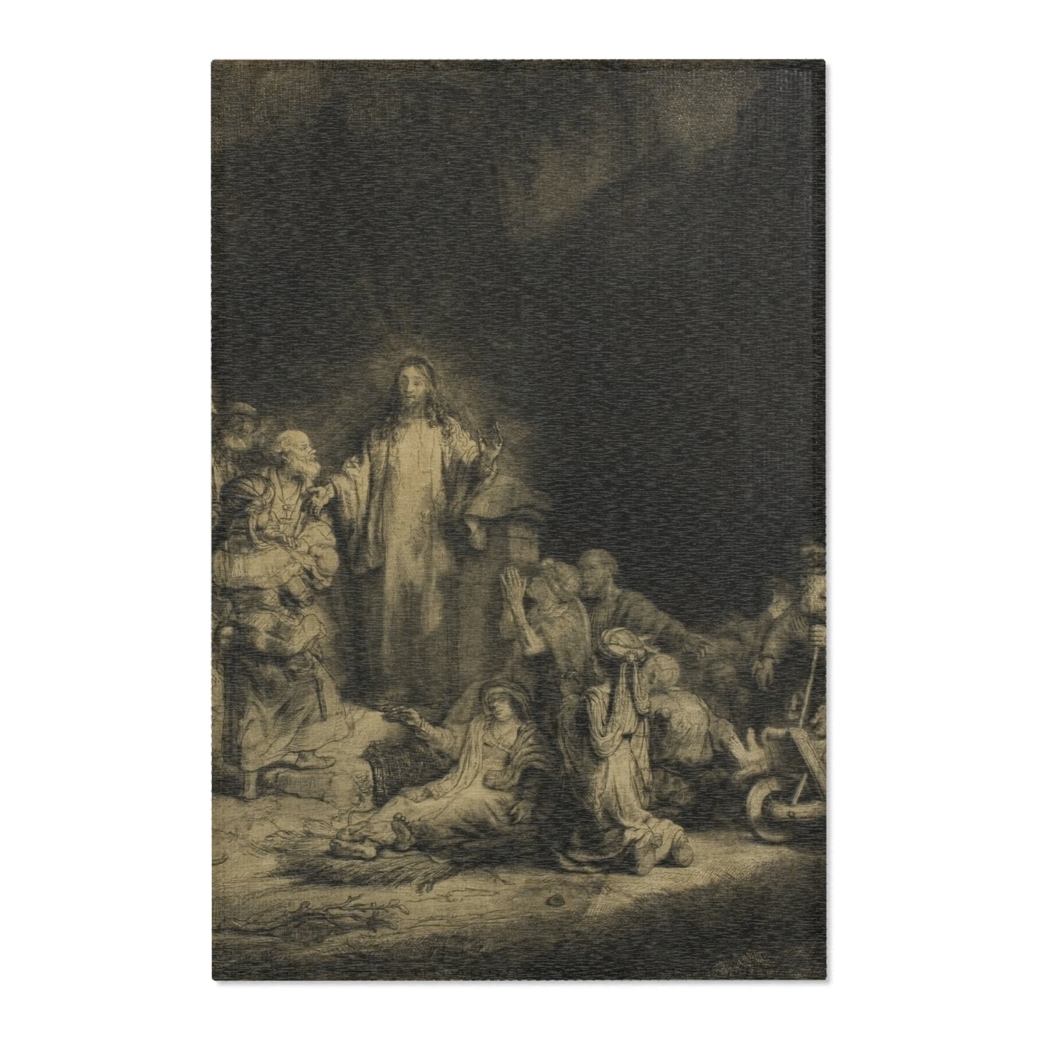 The Hundred Guilder Print - Rembrandt van Rijn Area Rug