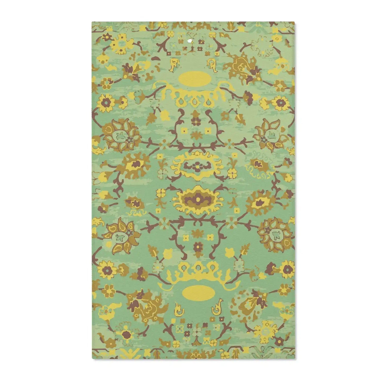 Golden Olive Medallion Floral Accent Rug