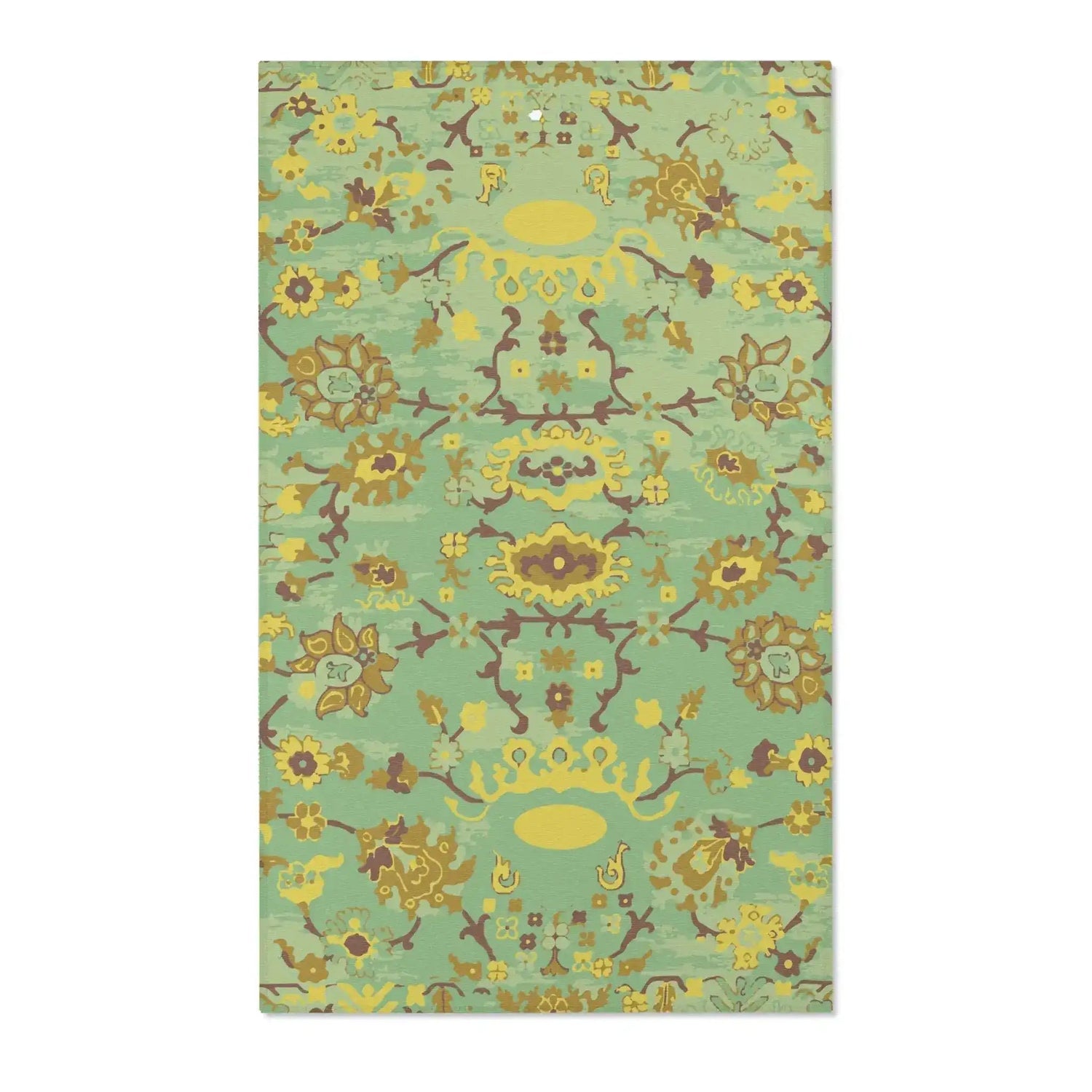 Golden Olive Medallion Floral Accent Rug