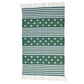 Handwoven Green and White Diamond Cotton Rug with Fringes