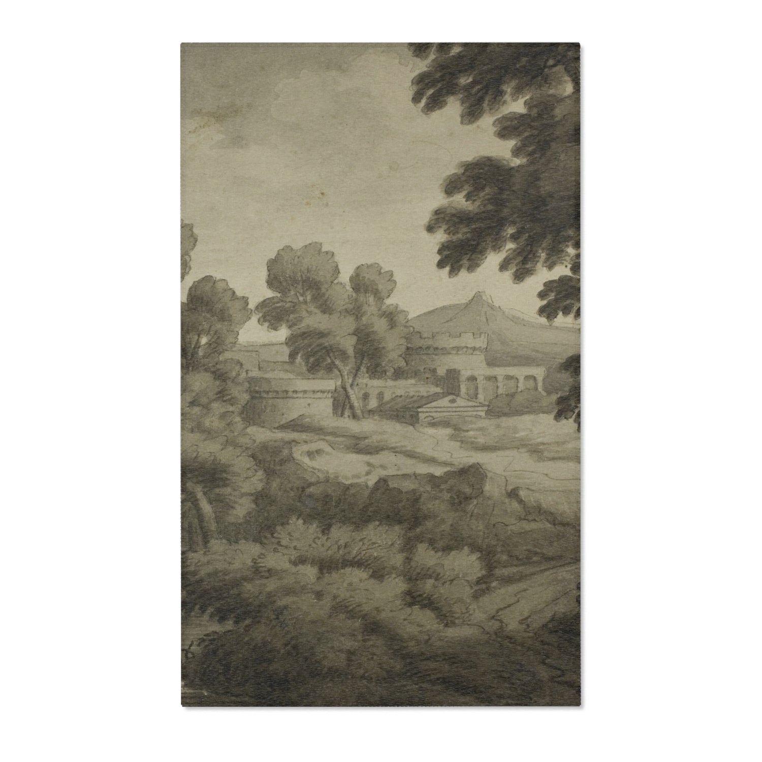 Italianate Landscape with Castle - Nicolas Poussin Area Rug