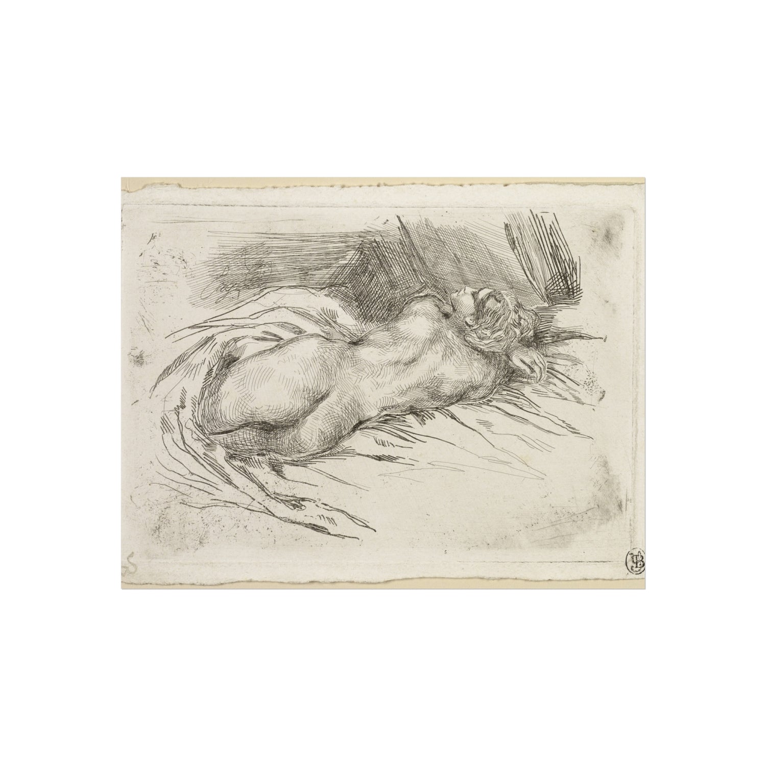 Study of a Woman Seen from the Back - Eugène Delacroix Fine Art Poster