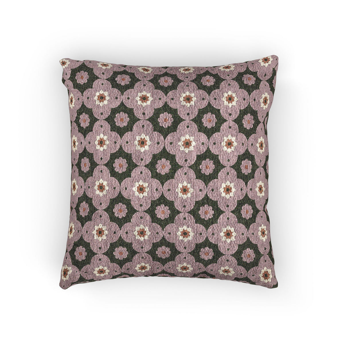Moss & Mauve Block Print Tile Woven Pillow