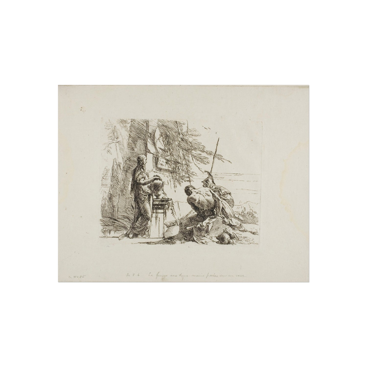 A Woman with Her Hands on a Vase - Giovanni Battista Tiepolo Fine Art Poster