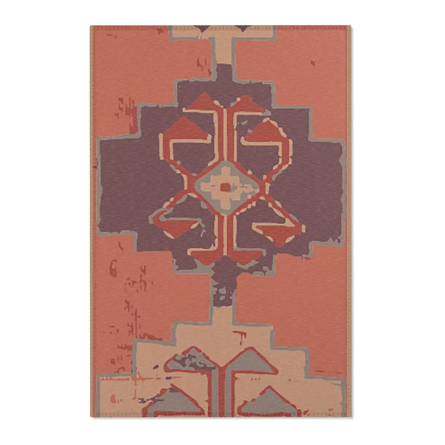 Southwestern Terracotta Geometric Accent Rug