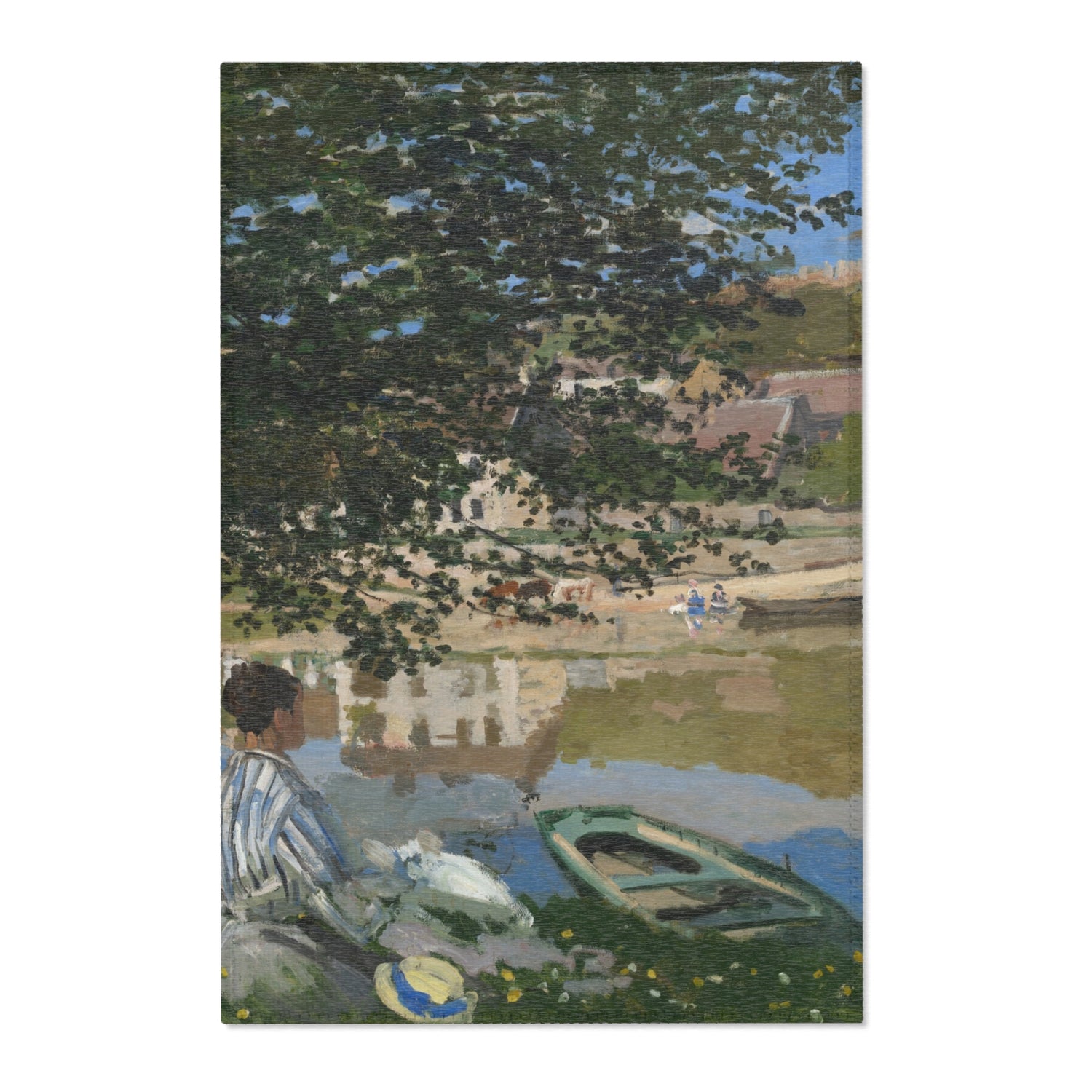 On the Bank of the Seine, Bennecourt - Claude Monet Area Rug