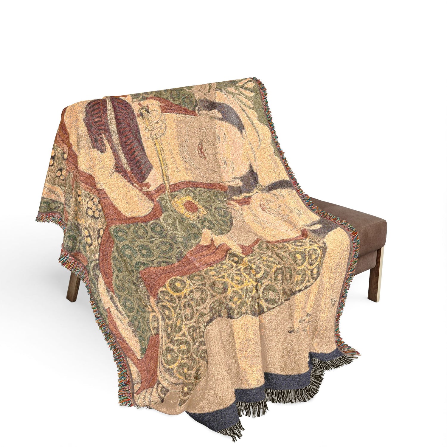 The Two Immortals of Harmony and Unity Woven Throw Blanket