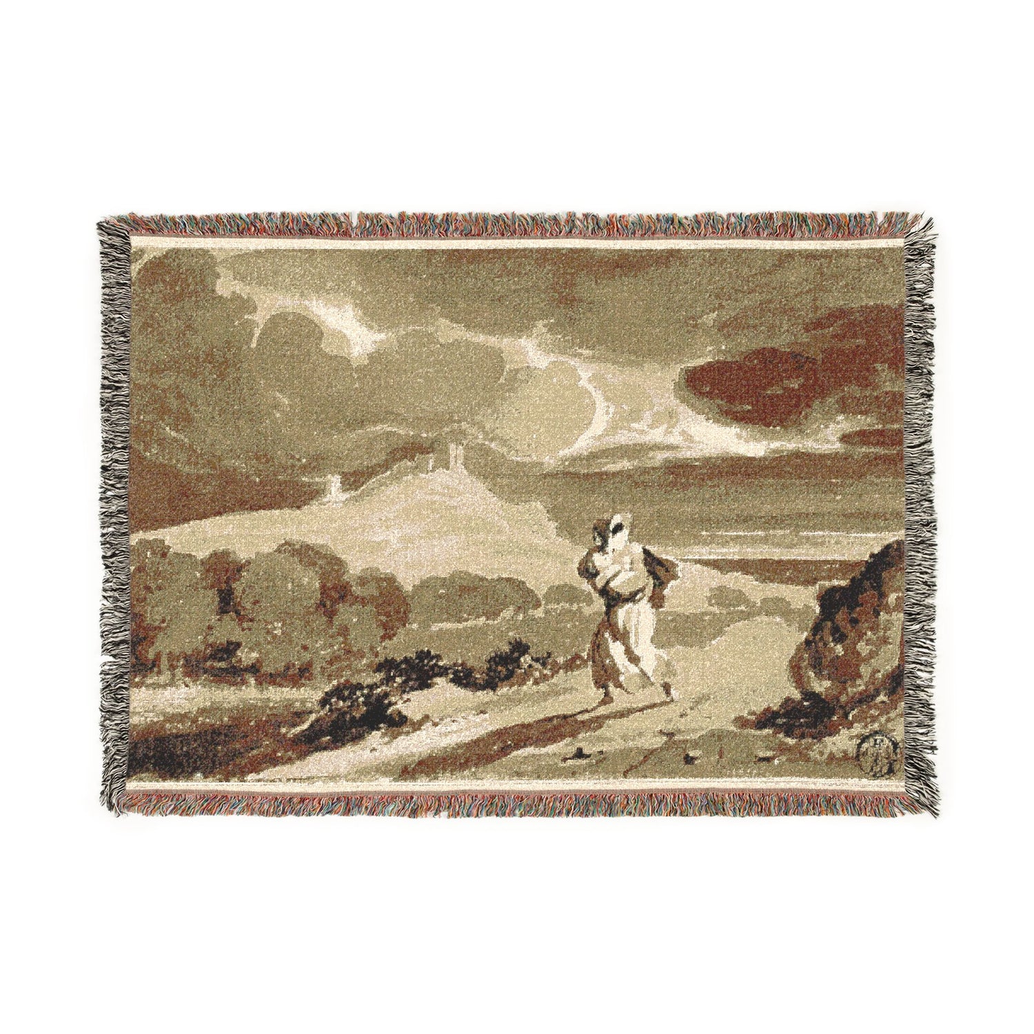 Woman with Baby Fleeing Across Moors - John Constable Tapestry Blanket