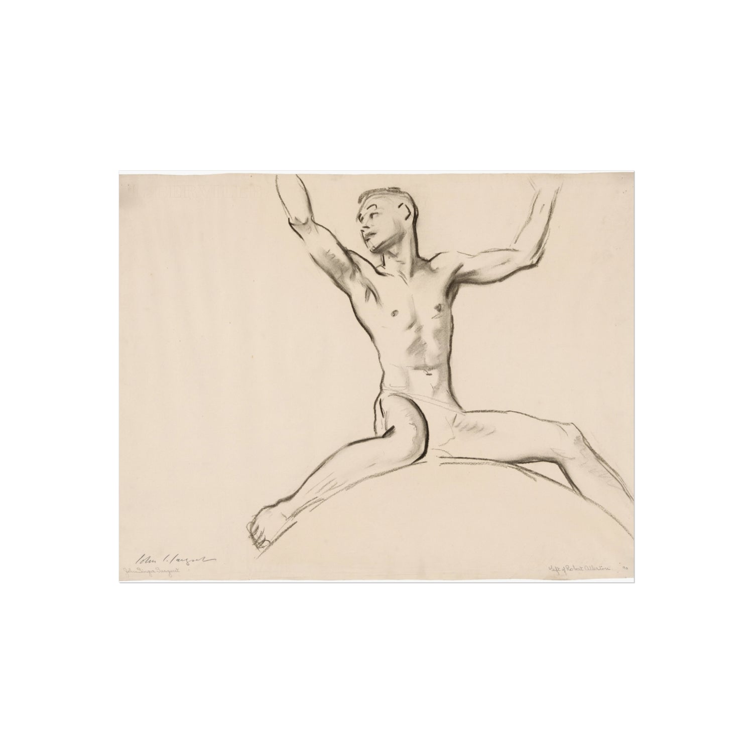 John Singer Sargent - Seated Male Nude, Arms Uplifted | Fine Art Poster