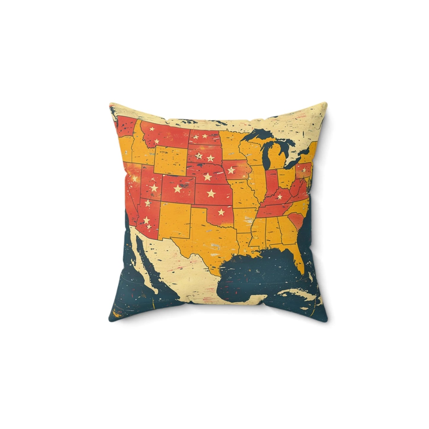 Retro Map Nostalgia Square Pillow