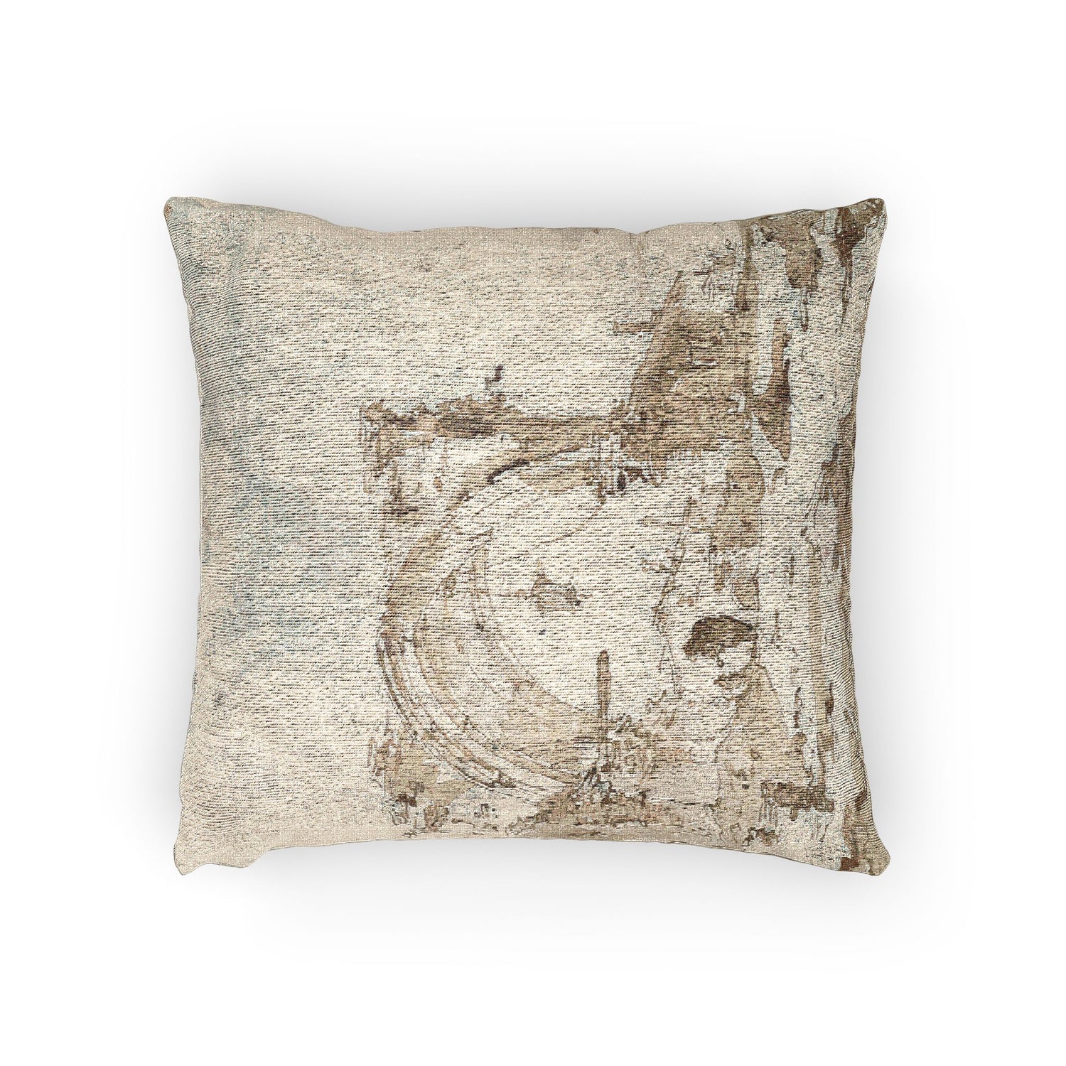 A Capriccio with a Ruined Gothic Arch - Francesco Guardi Pillow