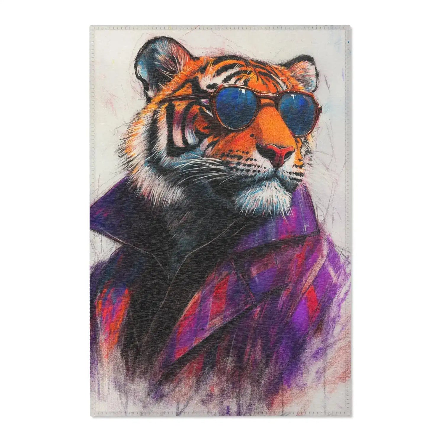 Neon Stripes Vibrant Tiger Accent Rug