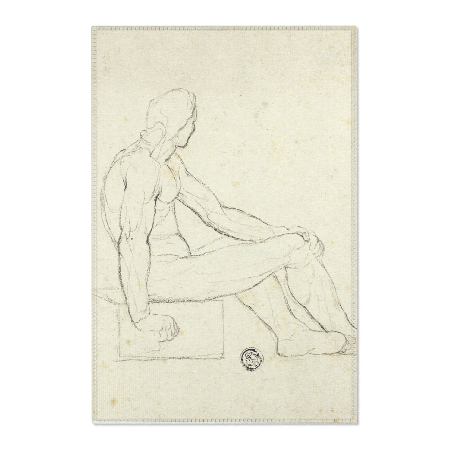 Seated Male Nude - Jacques Louis David Area Rug