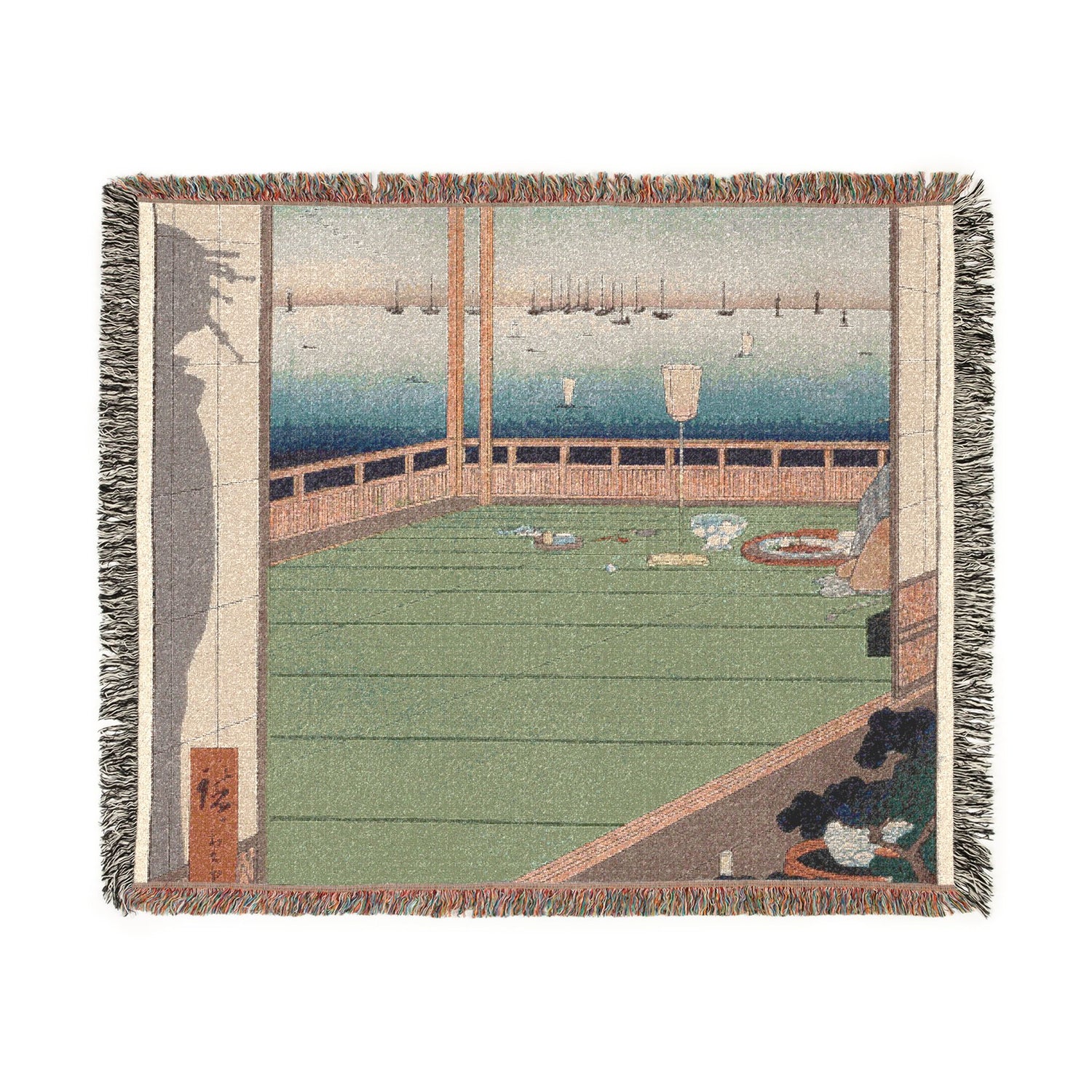 The Moon-Viewing Promontory, from One Hundred Views of Famous Places in Edo Woven Throw Blanket