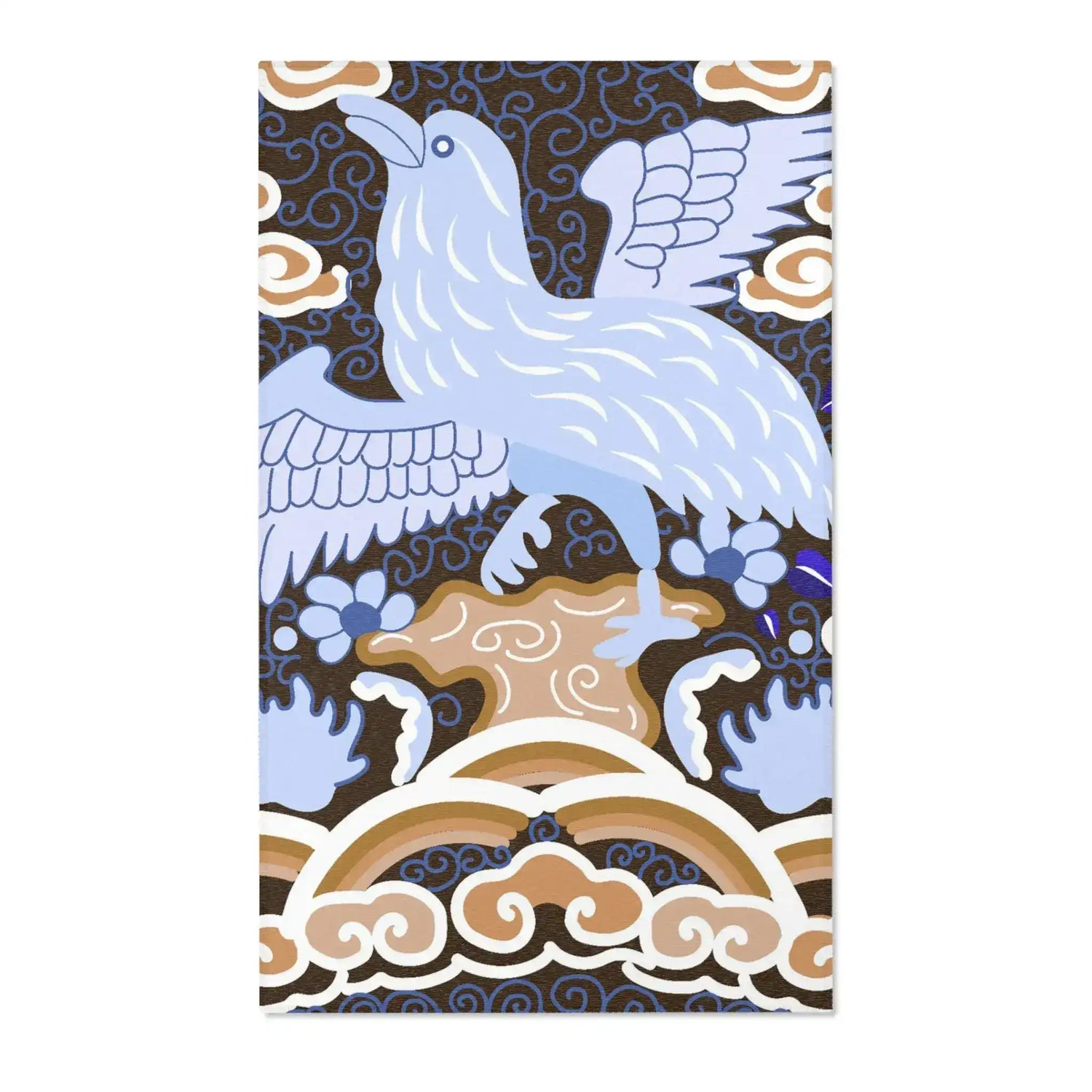 Sky Blue Phoenix with Golden Clouds Accent Rug