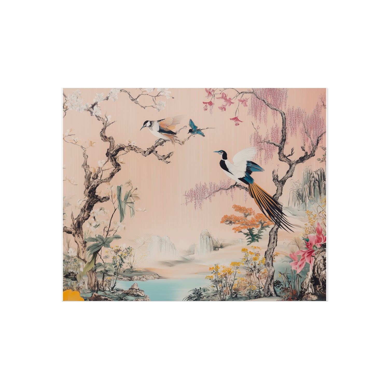 Serene Oriental Birdscape Fine Art Poster