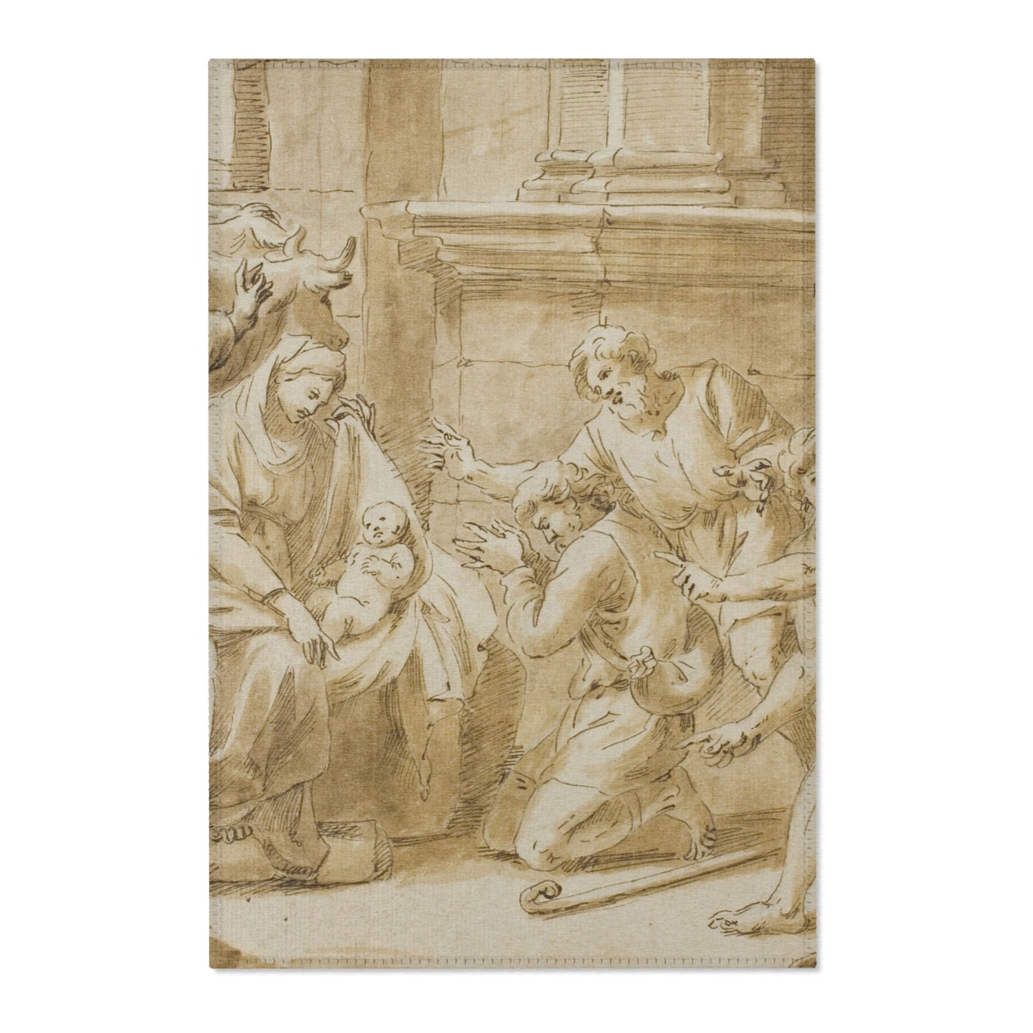 Adoration of the Shepherds - Nicolas Poussin Area Rug