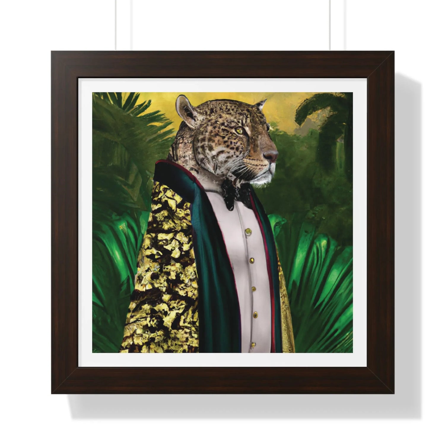 Jungle King Framed Poster Wall Art 16″ x 16″ Walnut