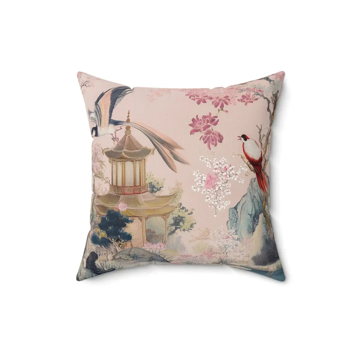 Golden Tranquility in Bloom Throw Pillow