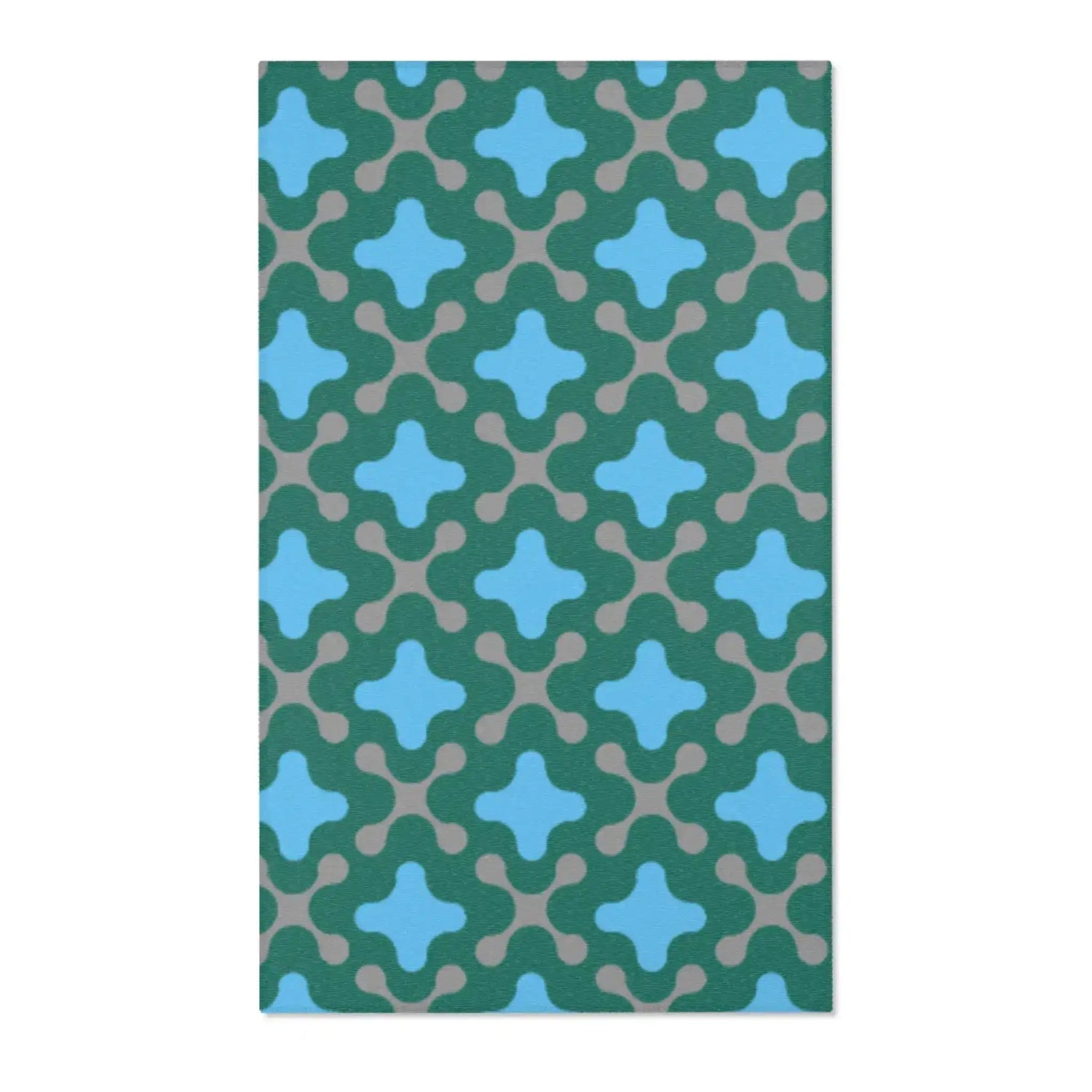 Retro Teal Bloom Accent Rug