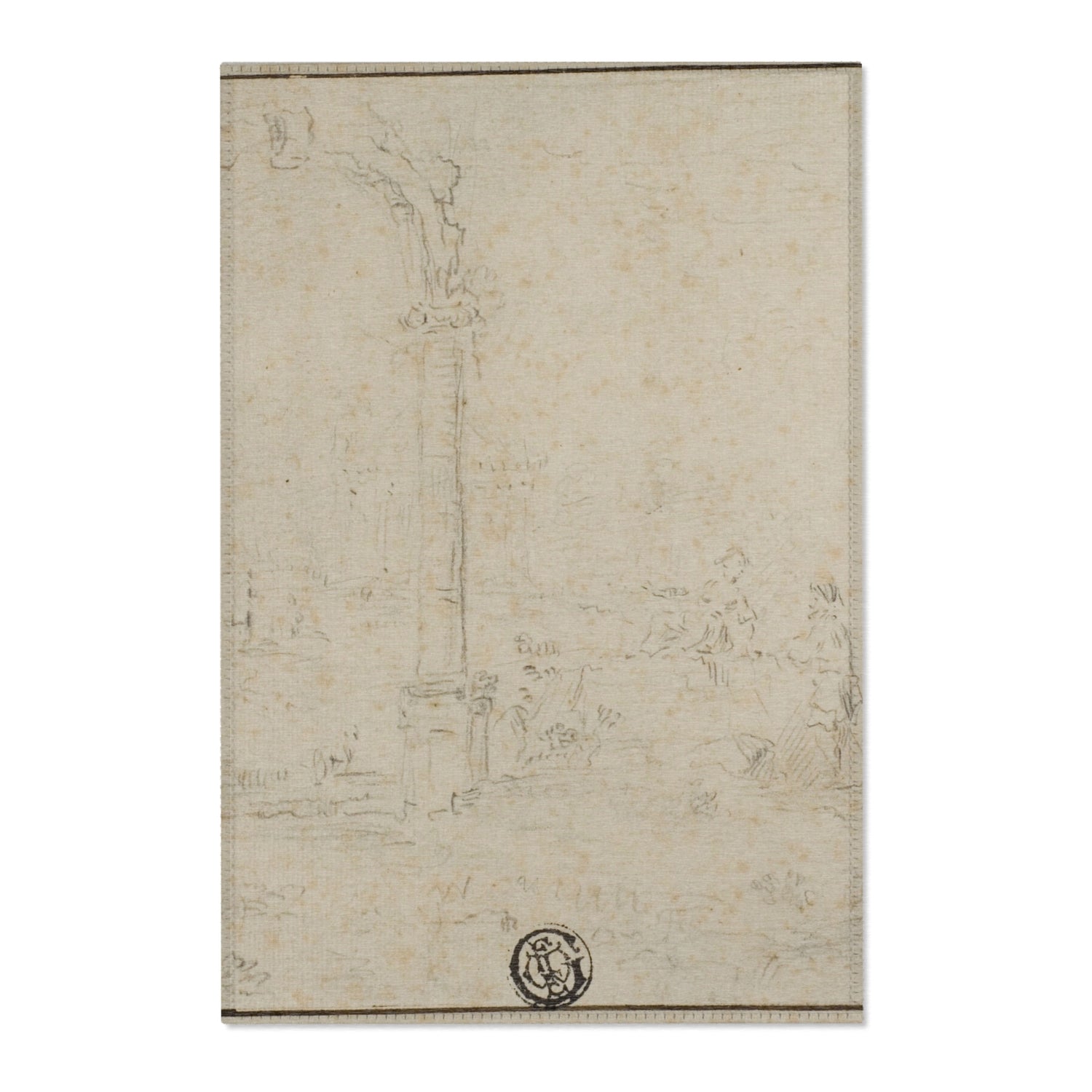 Ruins in a Park, Two Figures - Francesco Guardi Area Rug