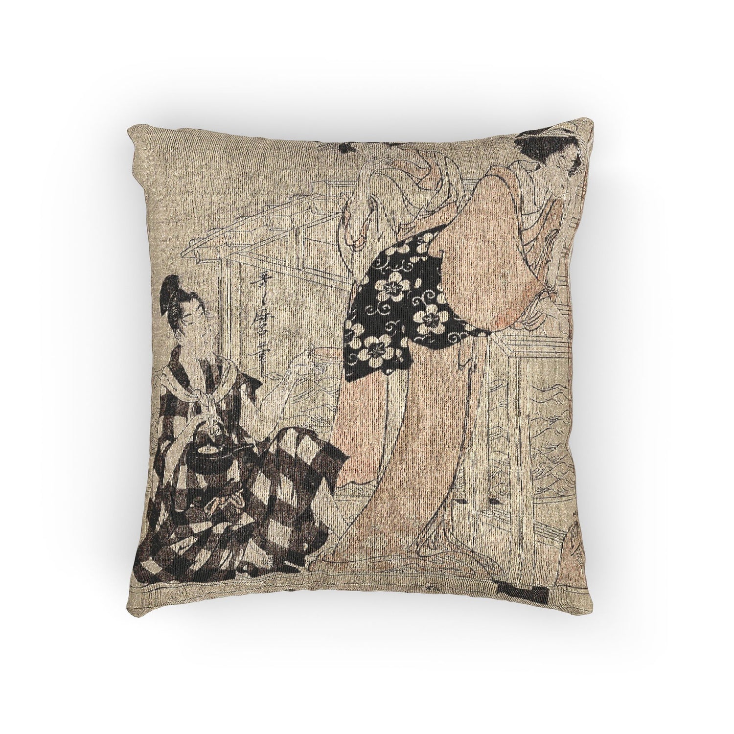 Net Fishing at Night Sumida River - Kitagawa Utamaro Pillow