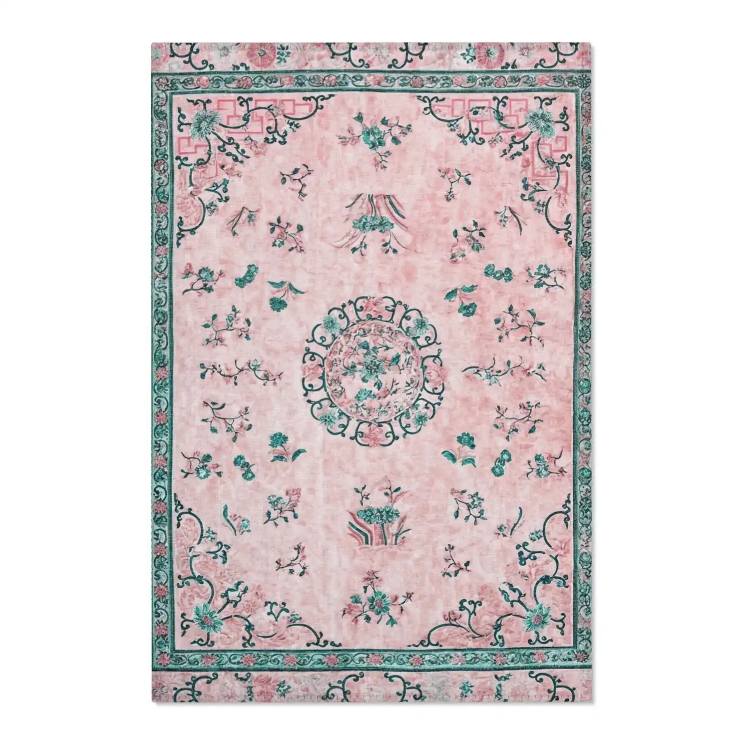 Blush Pink Oriental Floral Accent Rug