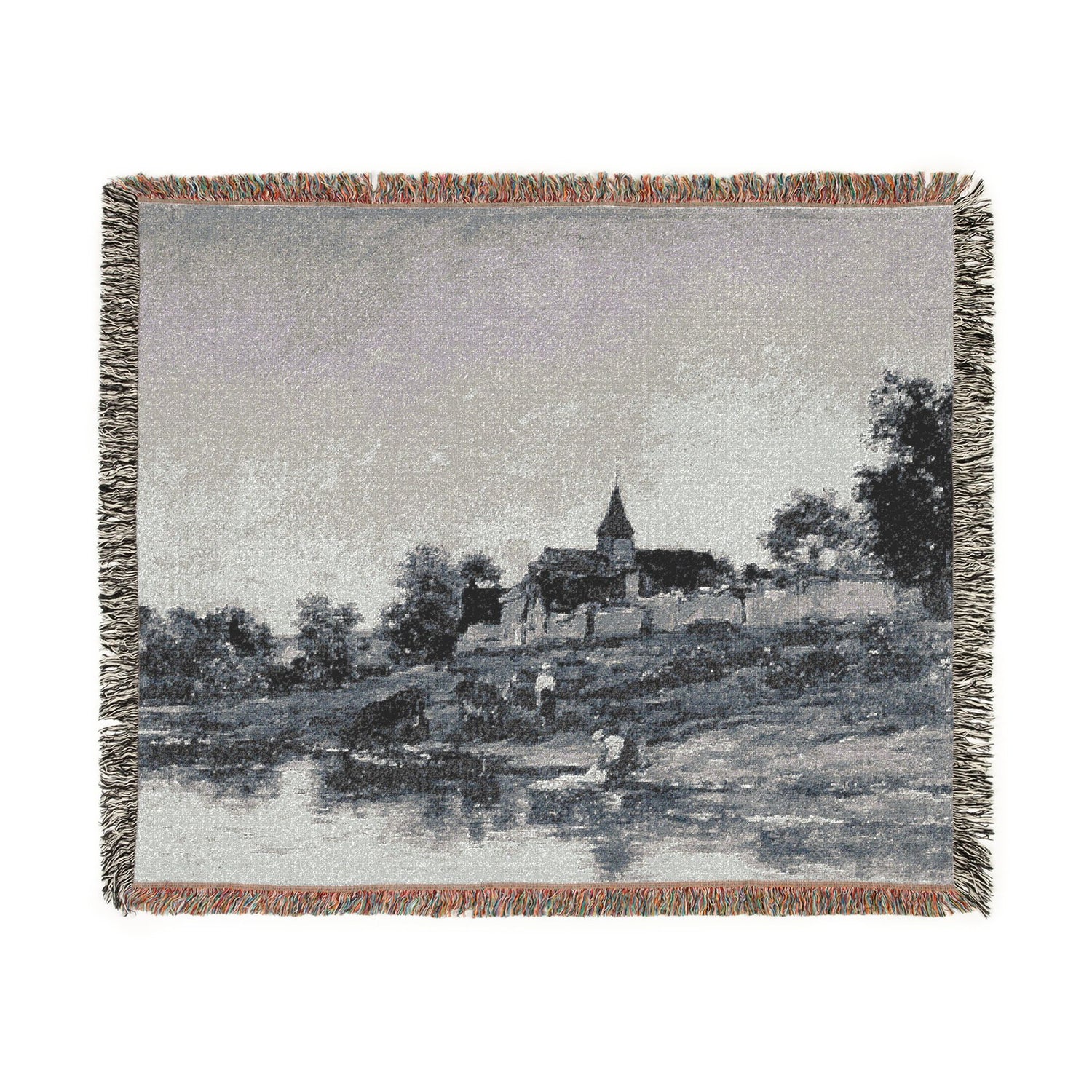 On the Bank of the Seine at Portejoie - Charles François Daubigny Tapestry Blanket