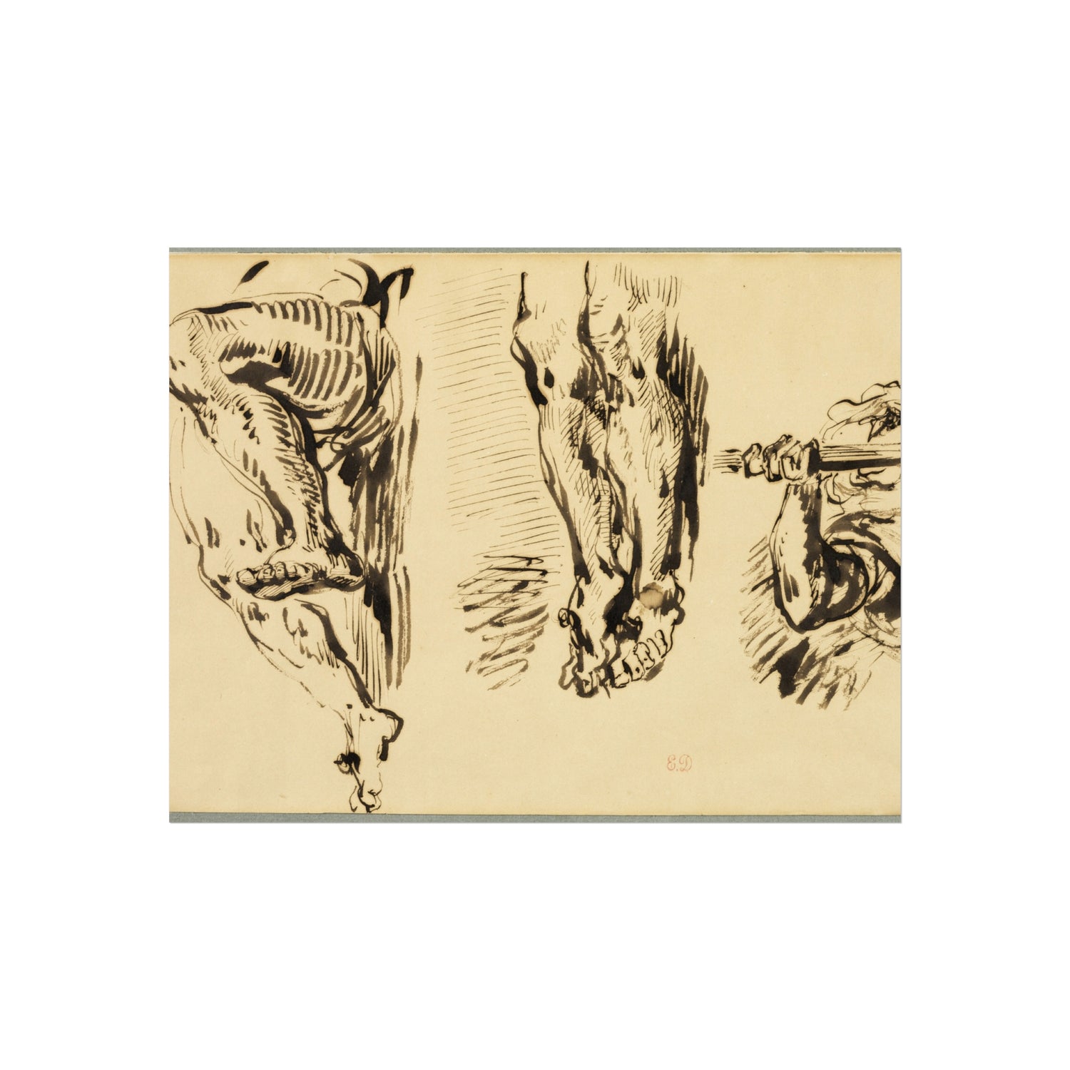 Study of Arms and Legs of Christ Crucified - Eugène Delacroix Fine Art Poster