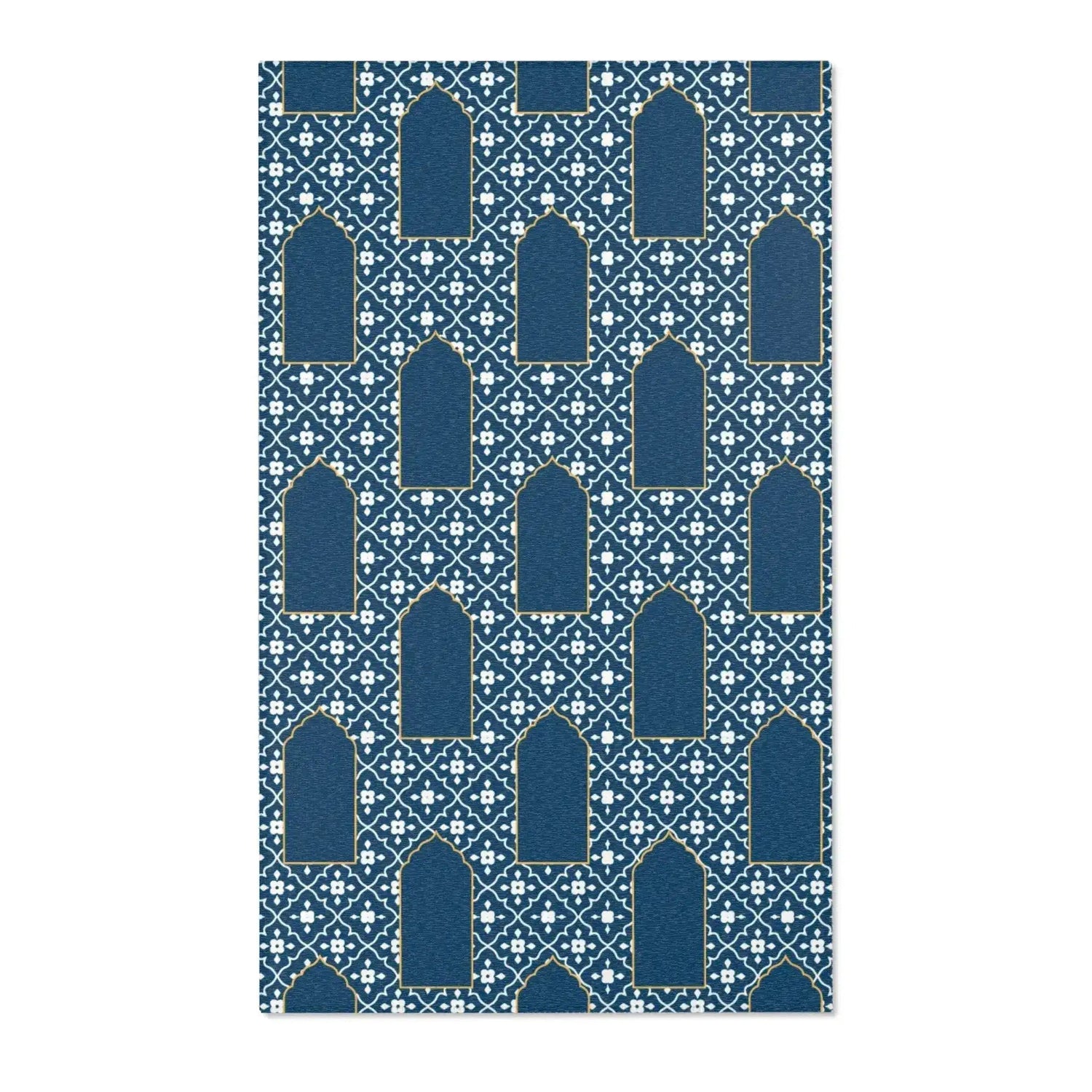 Moroccan-Inspired Blue and White Accent Rug
