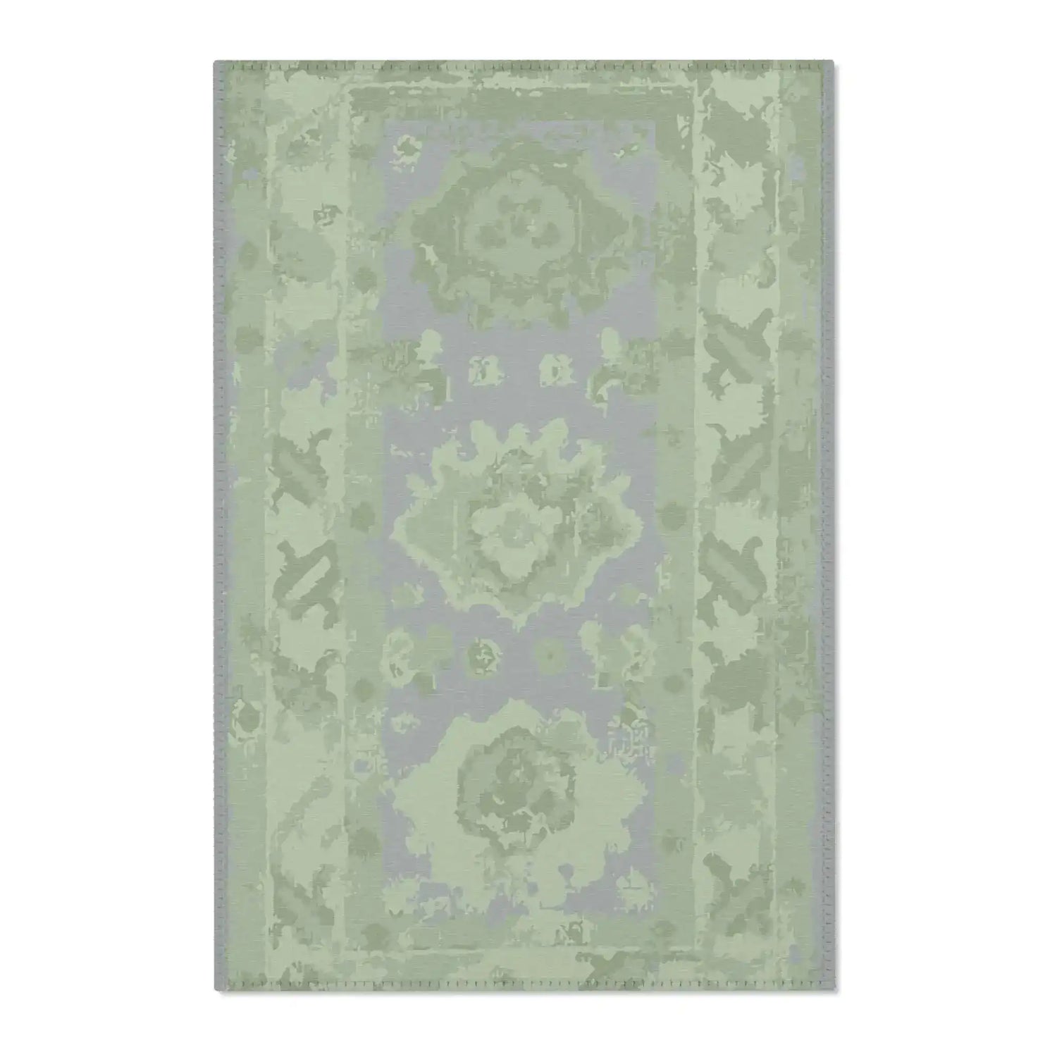 Sage Green and Grey Vintage-Inspired Accent Rug