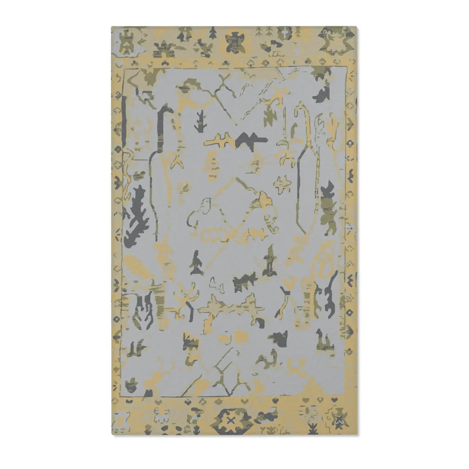Sunwashed Yellow Tribal Motif Accent Rug