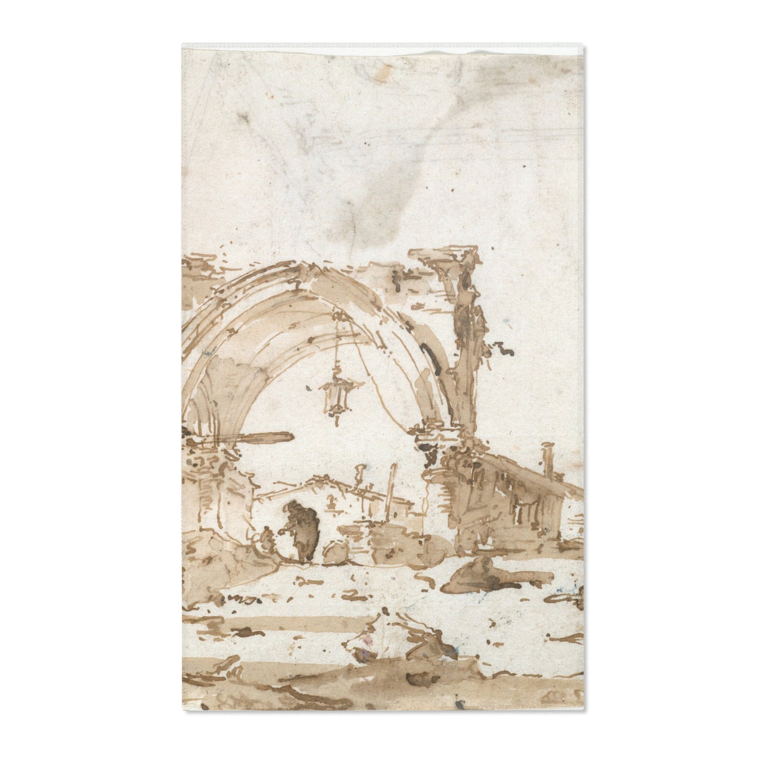 A Capriccio with a Ruined Gothic Arch - Francesco Guardi Area Rug