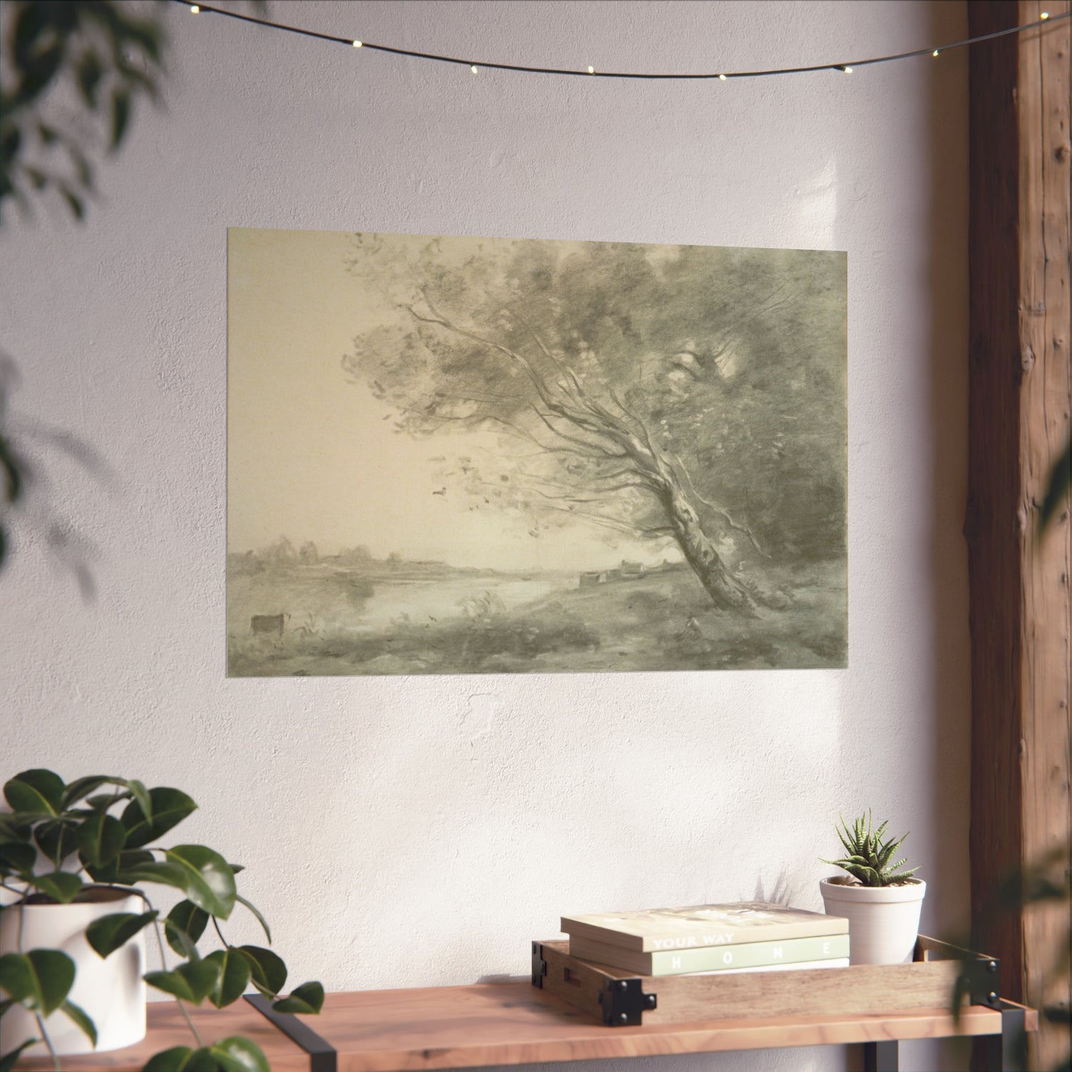 Bent Tree by the Water - Jean Baptiste Camille Corot Fine Art Poster