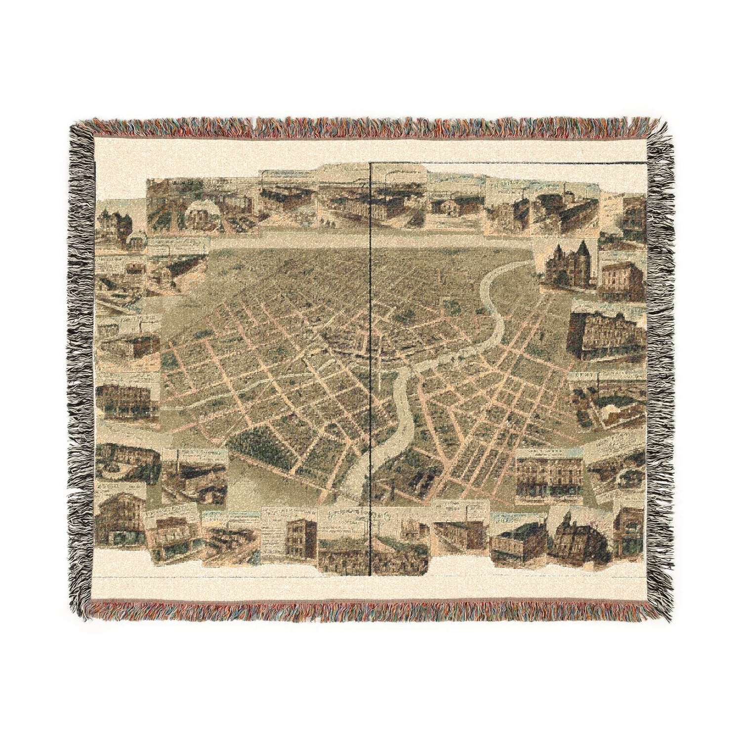 [Bird's eye view of Chatham, Ontario Woven Throw Blanket
