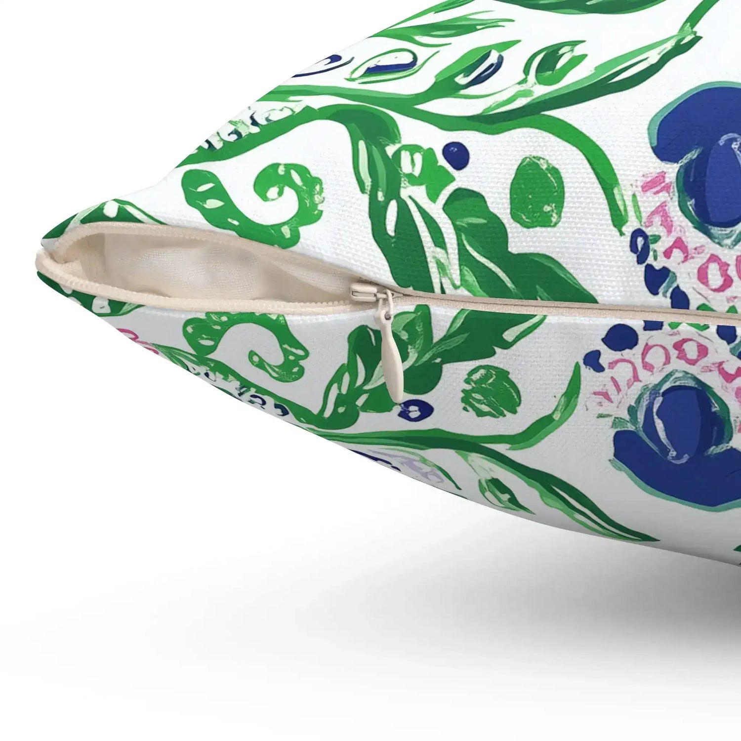 Painterly Folk Bloom Throw Pillow