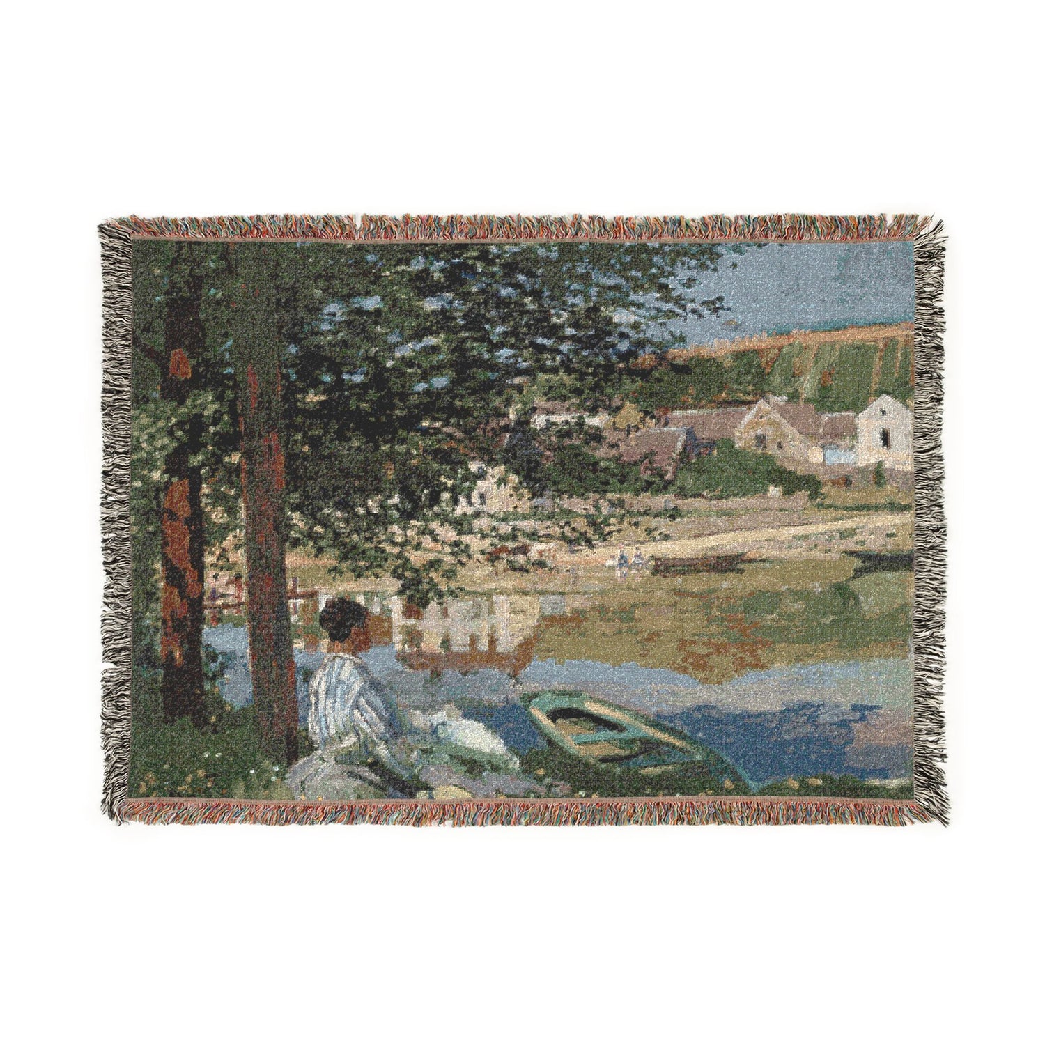 On the Bank of the Seine, Bennecourt - Claude Monet Tapestry Blanket