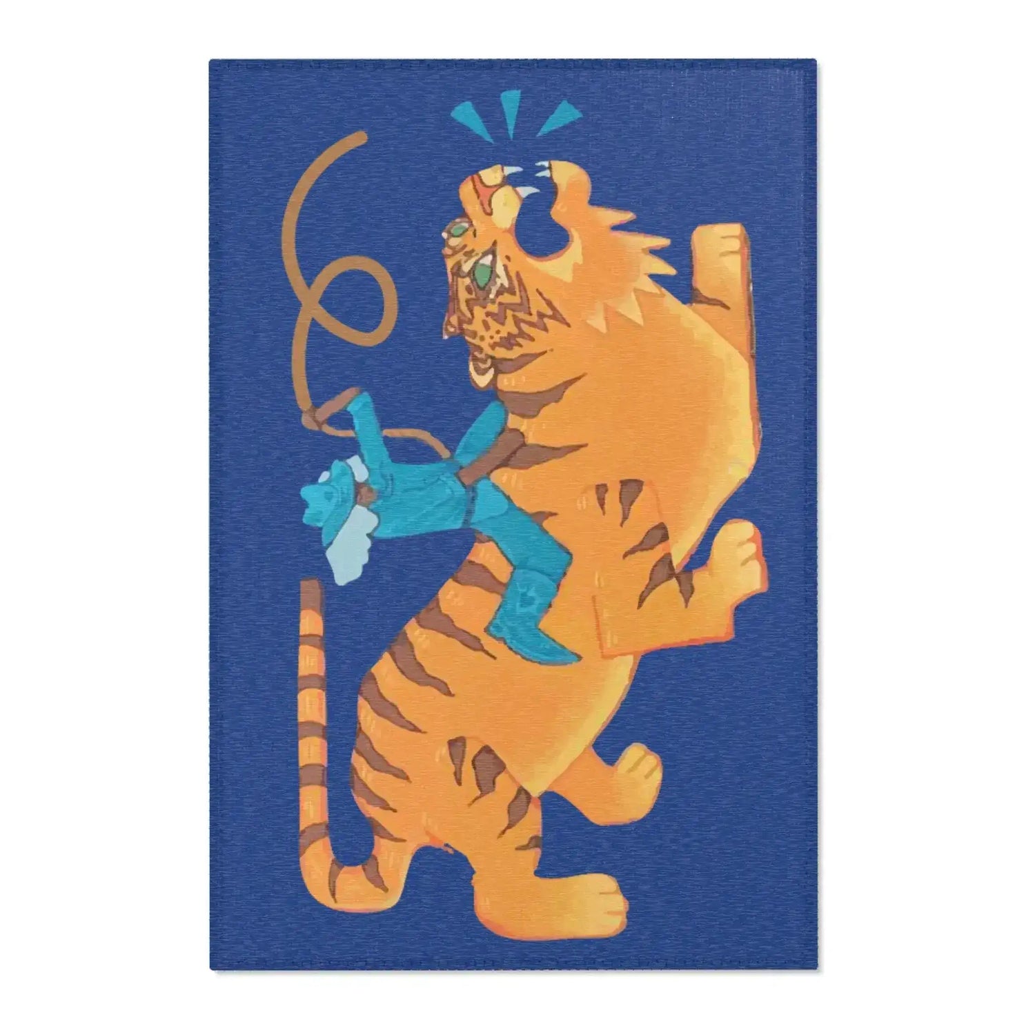Cowboy Riding Tiger Accent rug