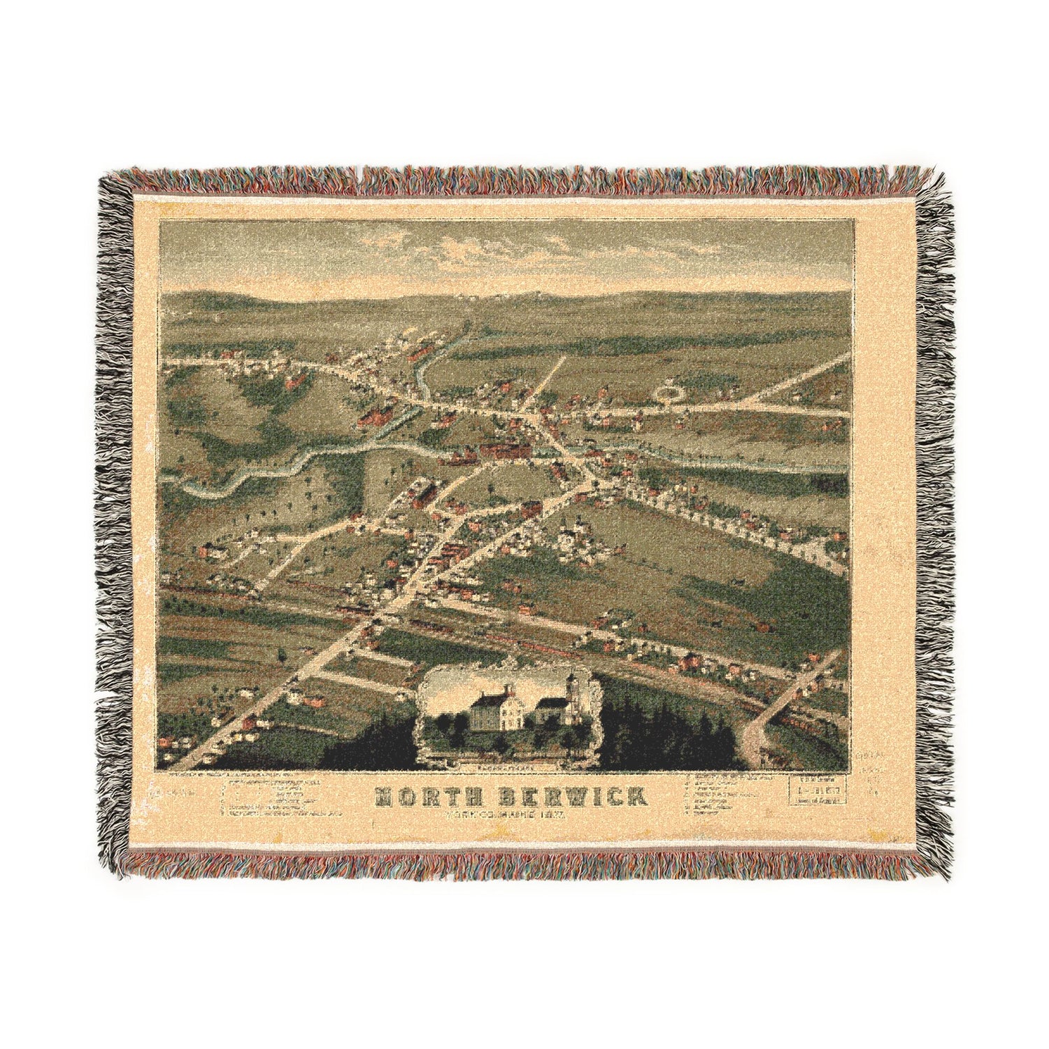 North Berwick, York Co., Maine 1877 Woven Throw Blanket