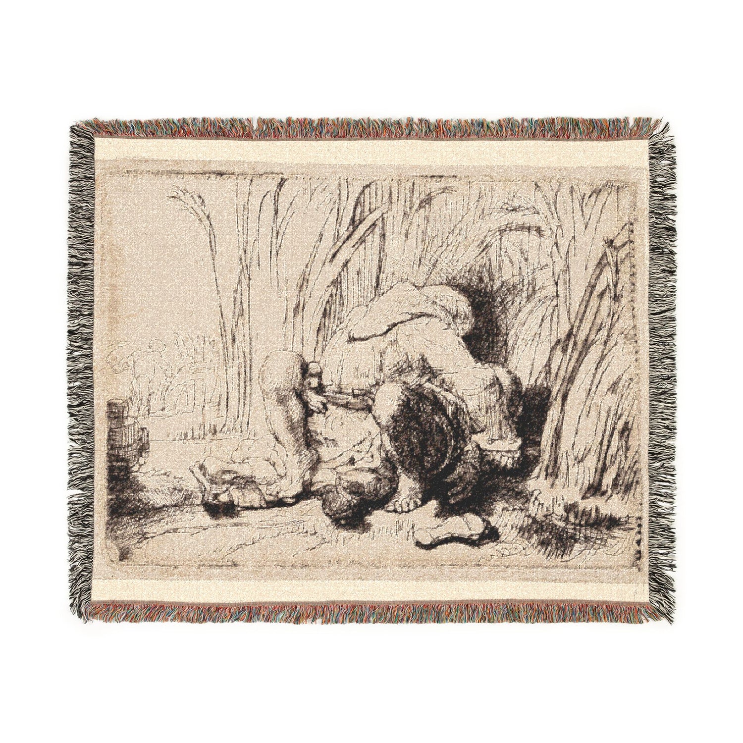 The Monk in the Cornfield - Rembrandt van Rijn Tapestry Blanket