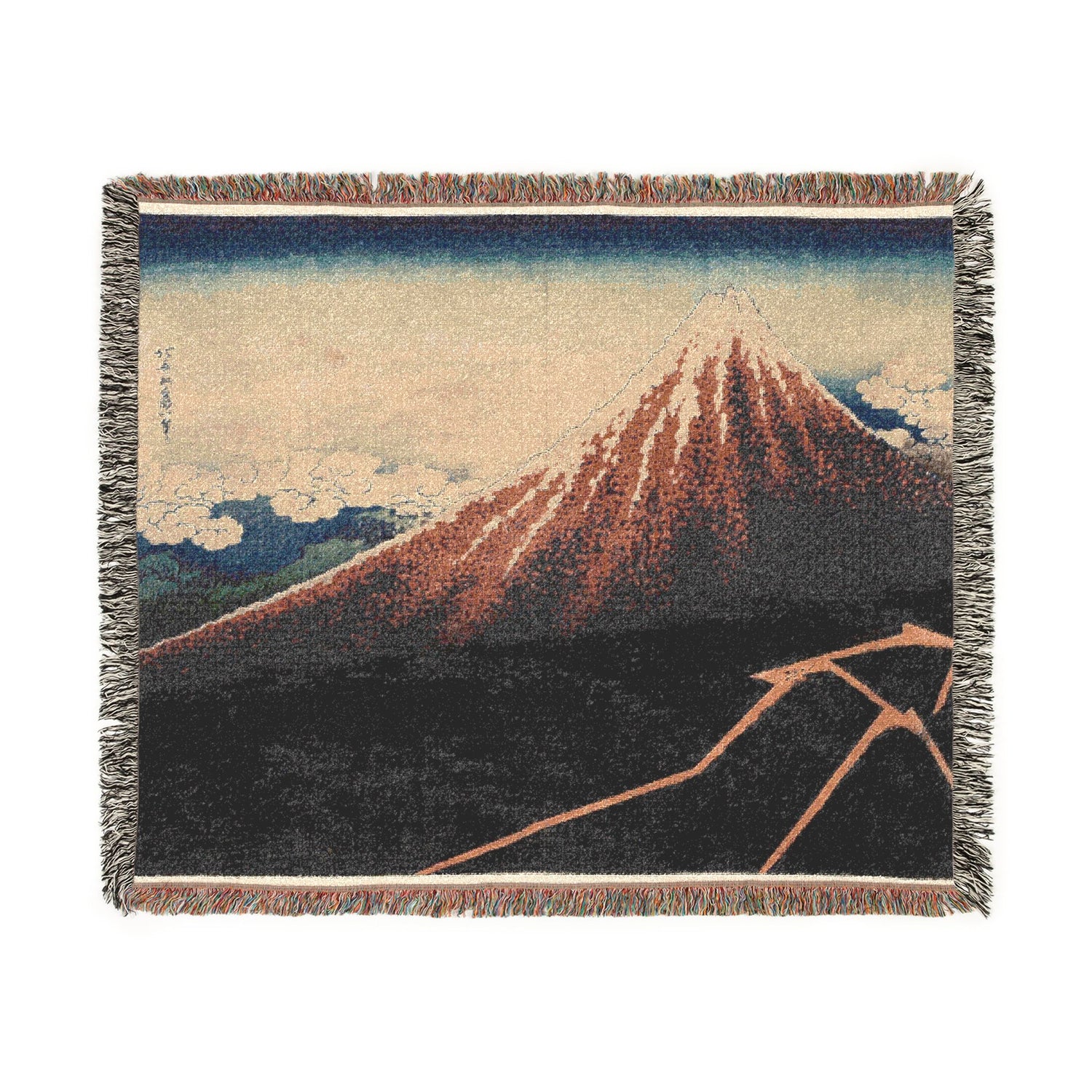 Rain Below the Mountain - Katsushika Hokusai Tapestry Blanket