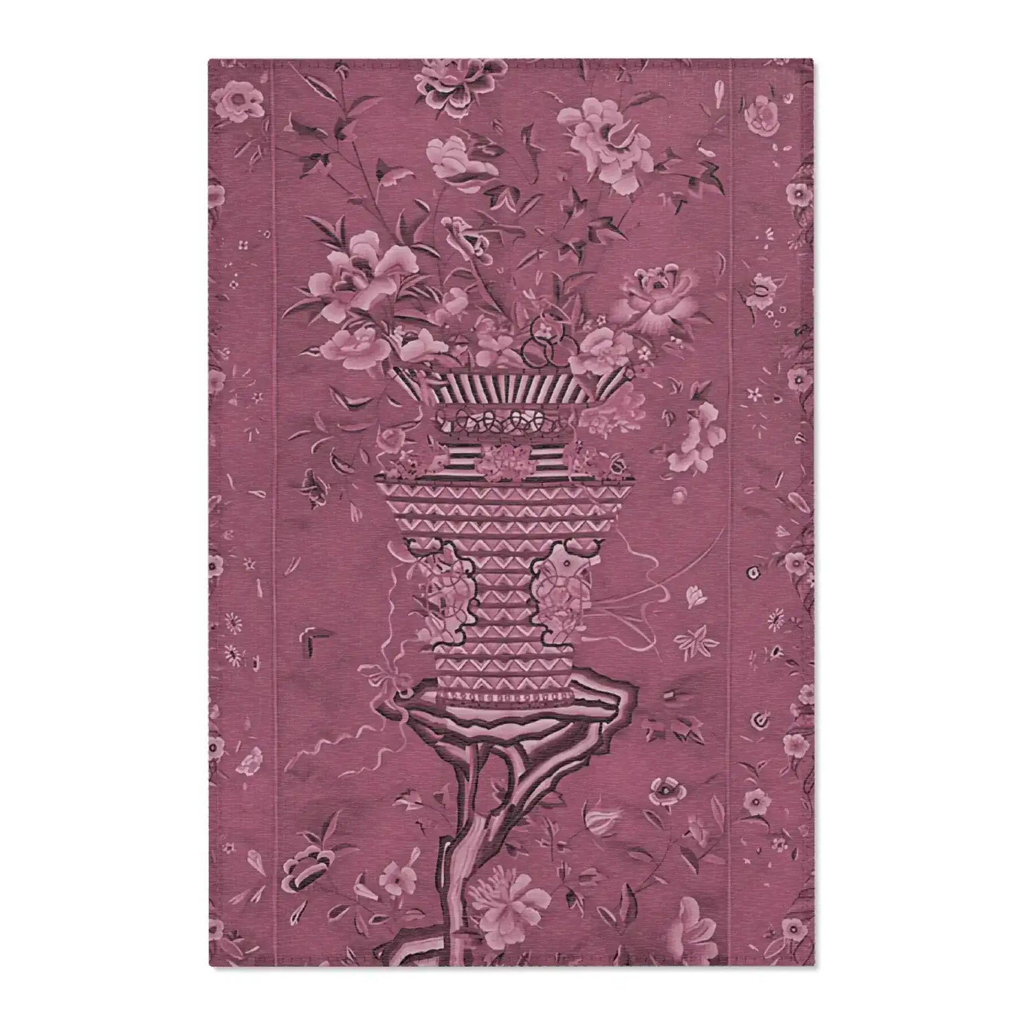 Floral Vase on Rosewood Pink Accent Rug